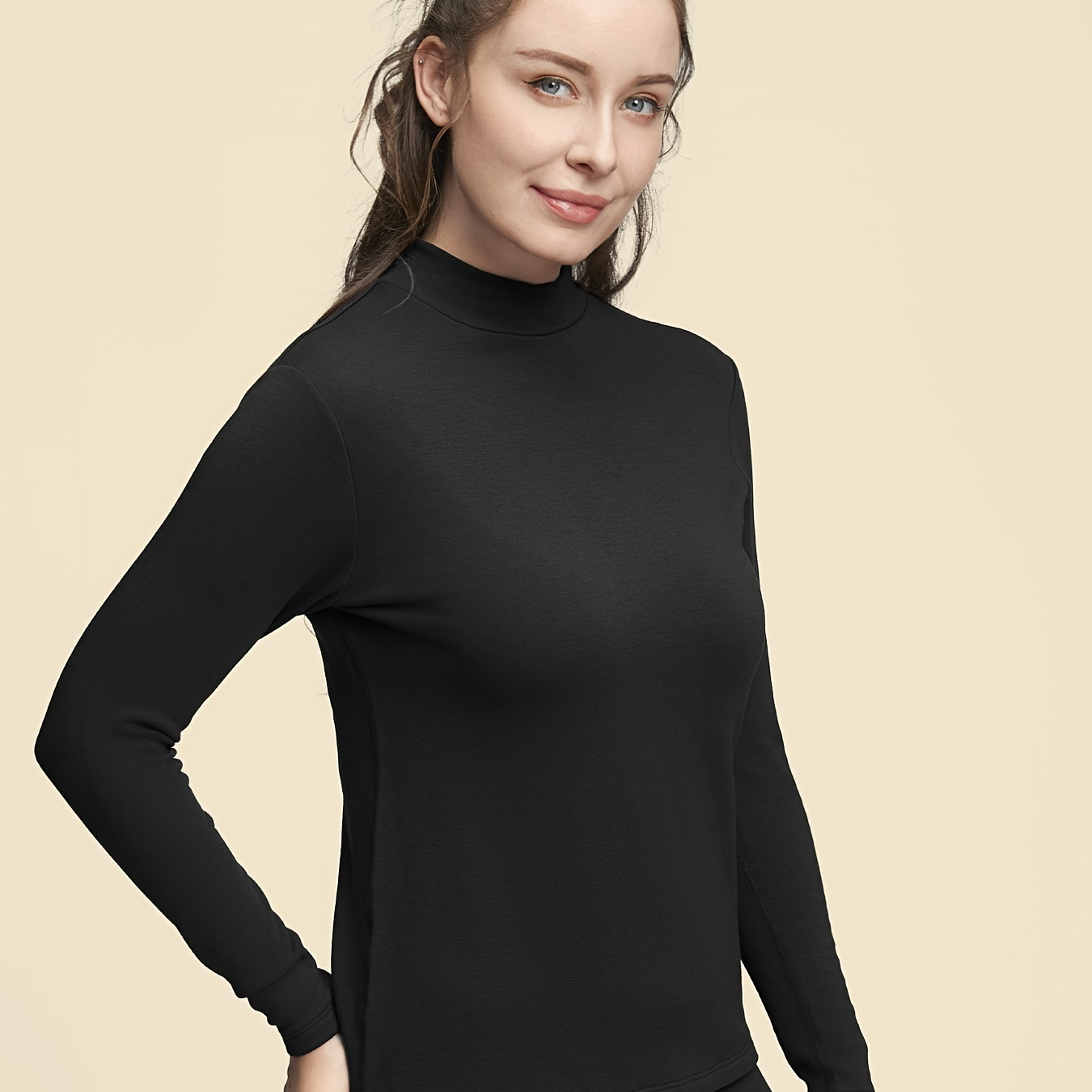 Simple Solid Thermal Underwear Soft Comfortable Long Sleeve - Temu