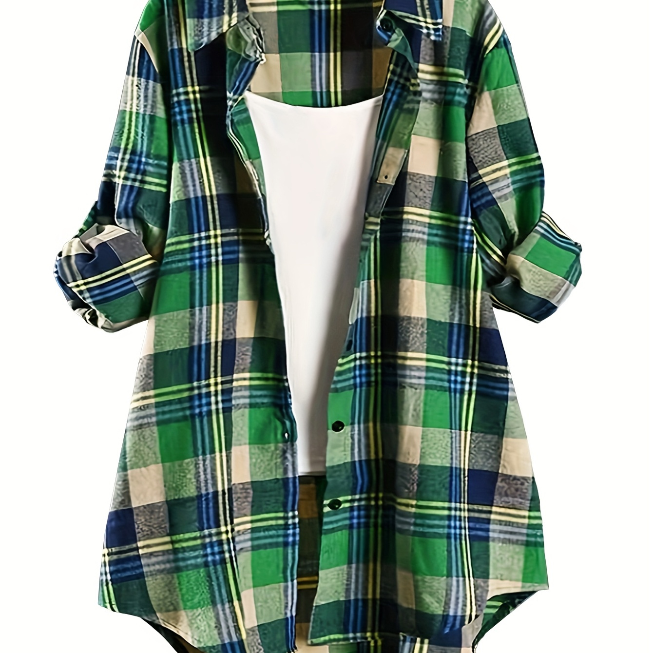 

Long Sleeve Button Up Casual Shirt - Print, Button , Pockets, Thin And - A Shirt For Plus Size Ladies For !