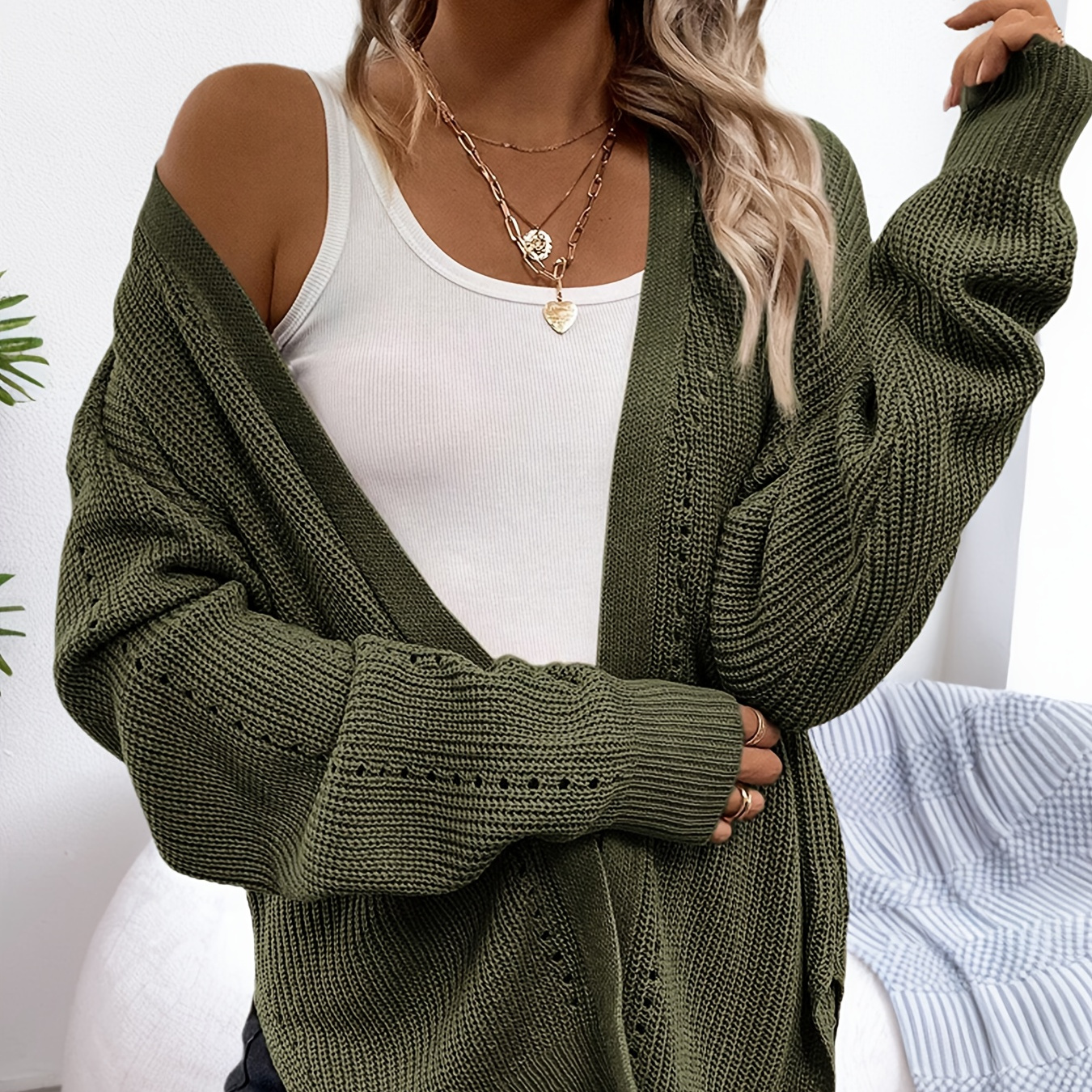 

Sweater, Long Drop Shoulder , Women's Clothing