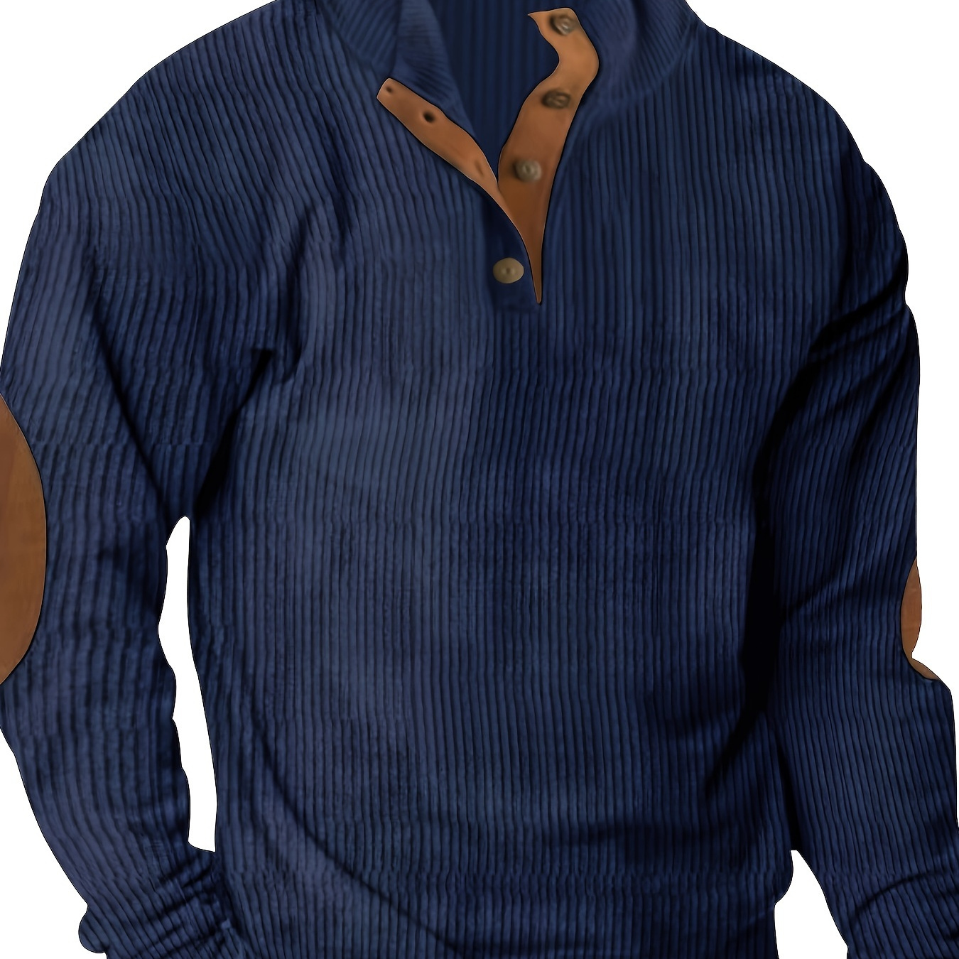 

Men's Striped Henley Shirt, Casual Stand Collar Long Sleeve Shirt For Outdoor Activities