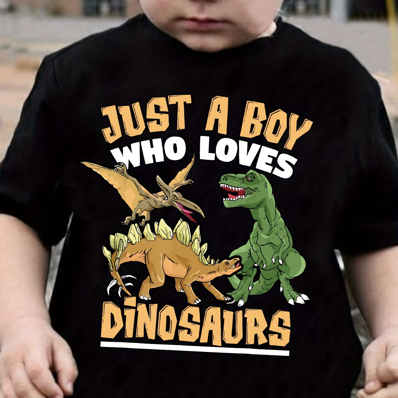 

Cool Dinosaur And Letter Print T-shirt, Tees For Boys, Casual Short Sleeve T-shirt For Summer Spring Fall, Tops As Gifts