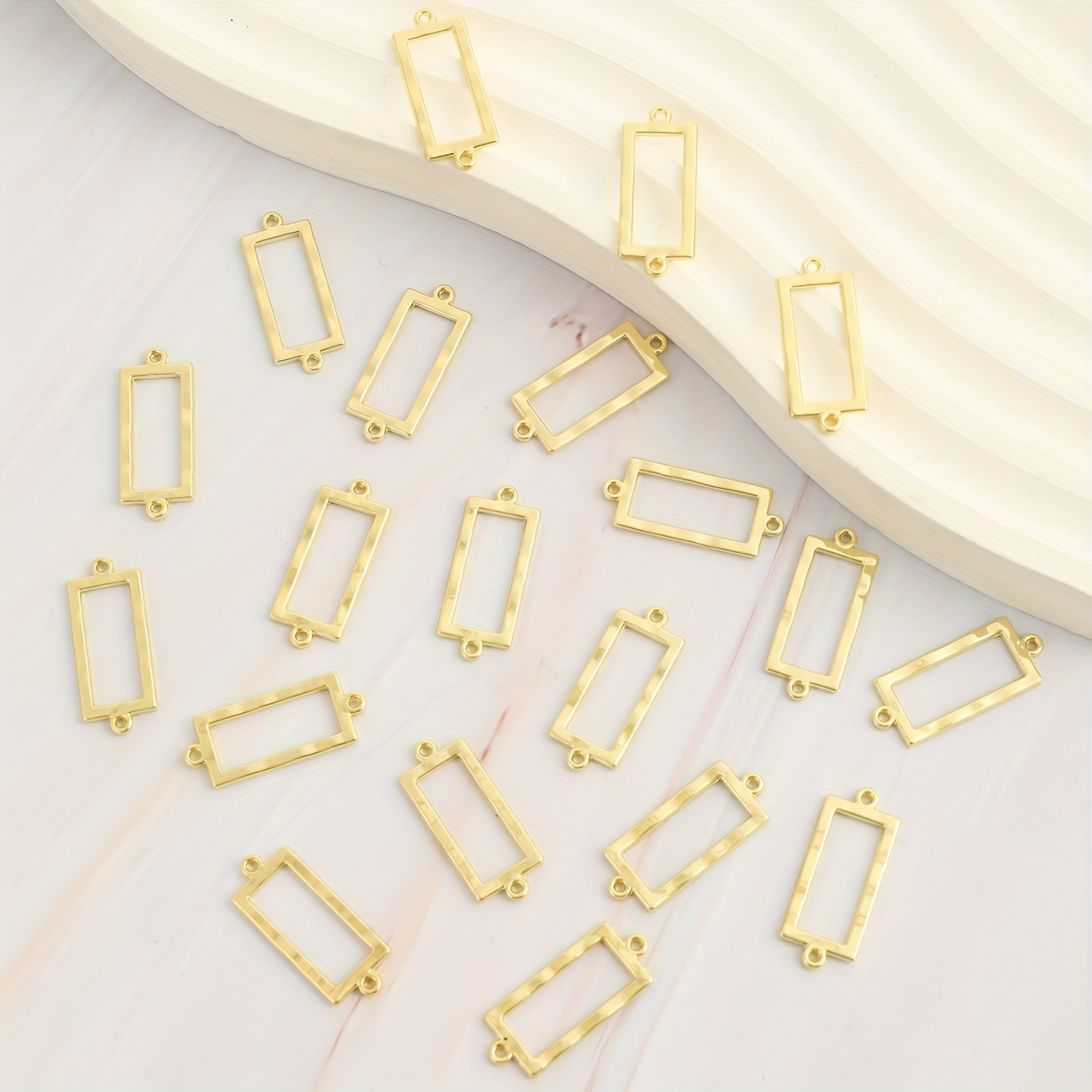 

20pcs Alloy Square Pendants Double Hanging Connector Pendant Frame Accessories Can Be Used For Earrings Necklaces Clothing Diy Handmade Accessories