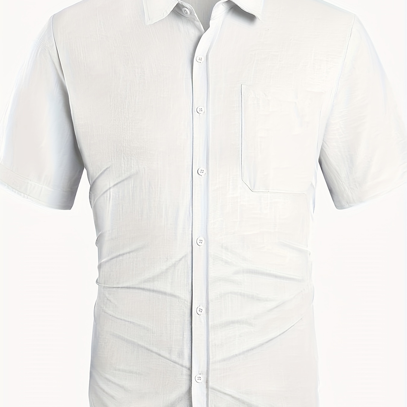 

Men's Casual Cotton Linen Short Sleeve Button Up Lapel Shirt, Summer Business Regular Fit Top