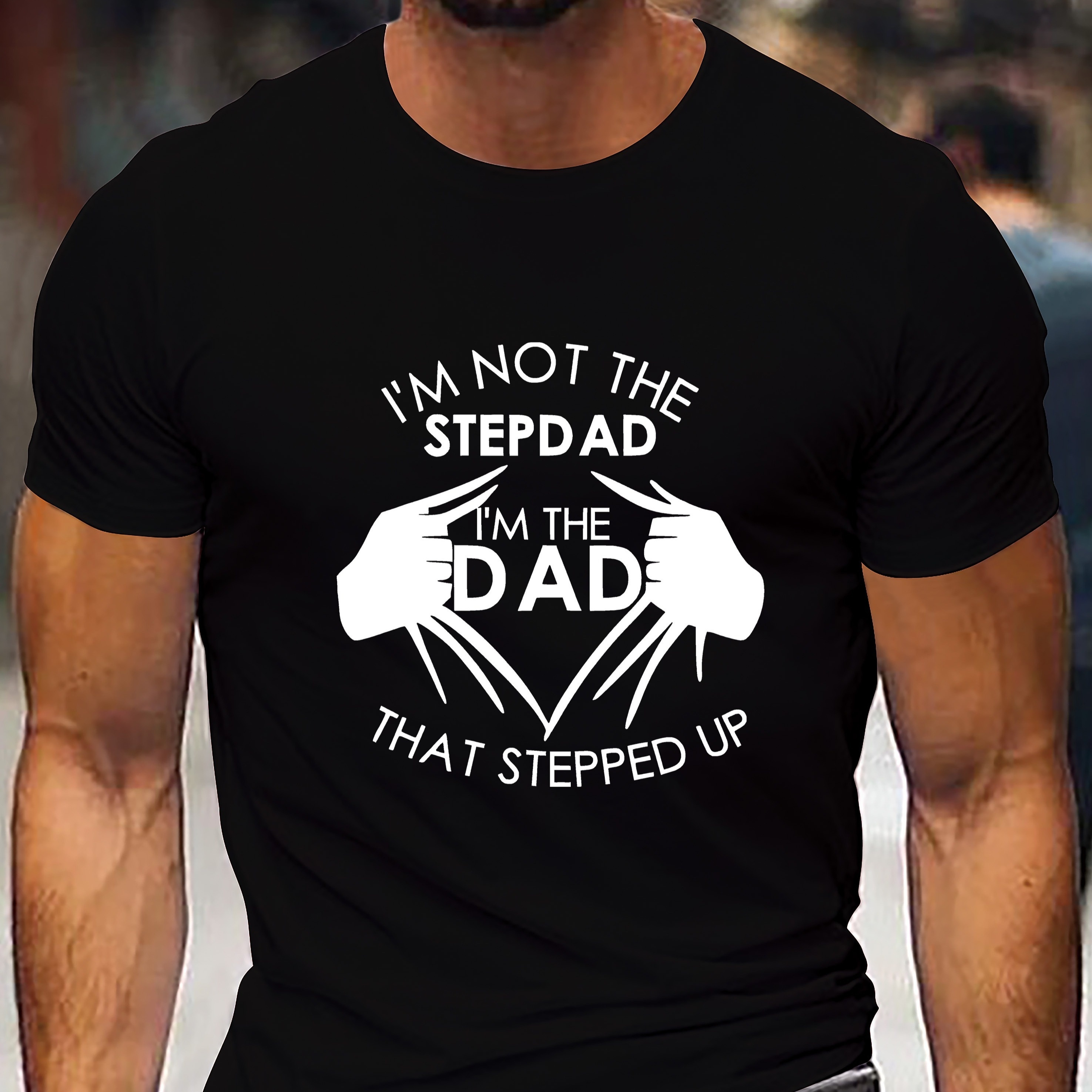 

I'm The Dad" Graphic Tee For Men - Casual Short Sleeve T-shirt, Breathable Polyester , Summer