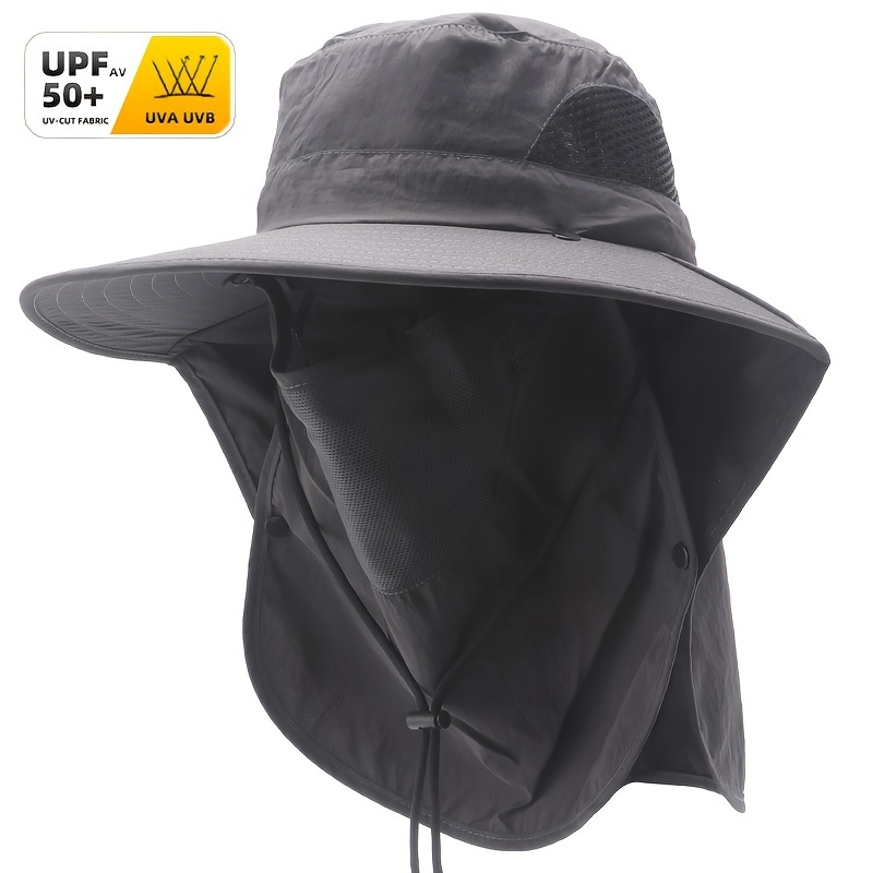 Sombrero de sol para hombre con mascarilla transpirable, sombrero de cubo  de abedul ancho impermeable, sombrero de protección UV para pesca y senderis