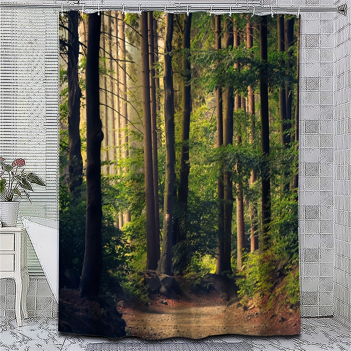 Ancient Jungle Dinosaur Printed Shower Curtain Waterproof - Temu Canada