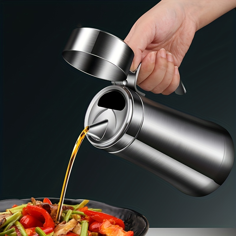 

1pc Leak-proof Stainless Steel Oil Pot And Condiment Dispenser - Easy To Clean Kitchen Flavoring Tool With Bottles