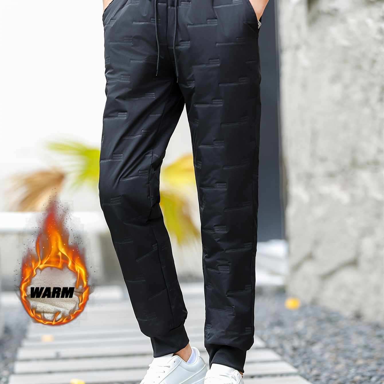 

Men's Casual Padded Long Pants For Autumn And Winter, Comfortable For Running And Squatting, Thickened For Wind Resistance And , Suitable For Workouts.