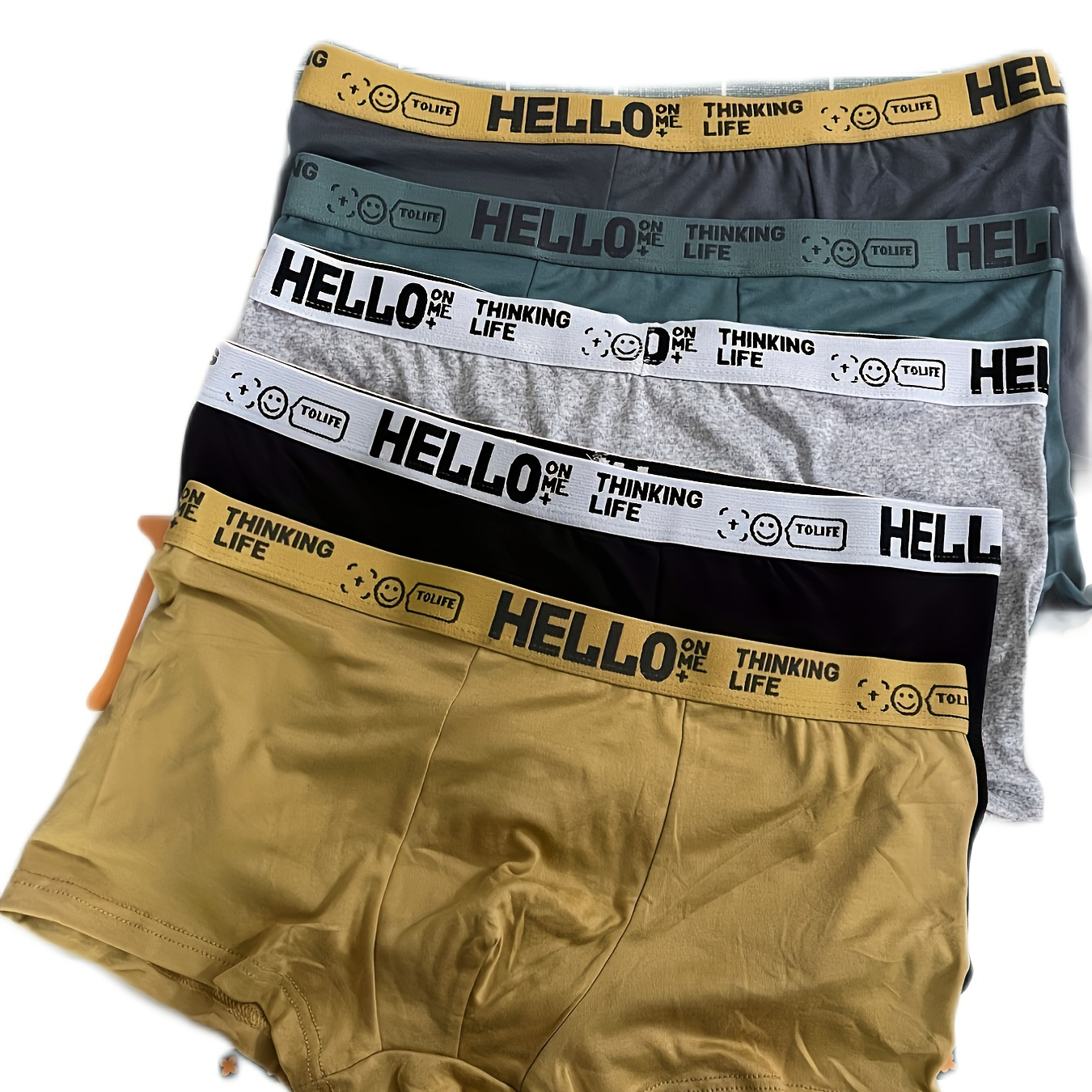 

5pcs Men's Trendy Underwear, Breathable Soft Comfy Quick Drying Stretchy Boxer Briefs Trunks
