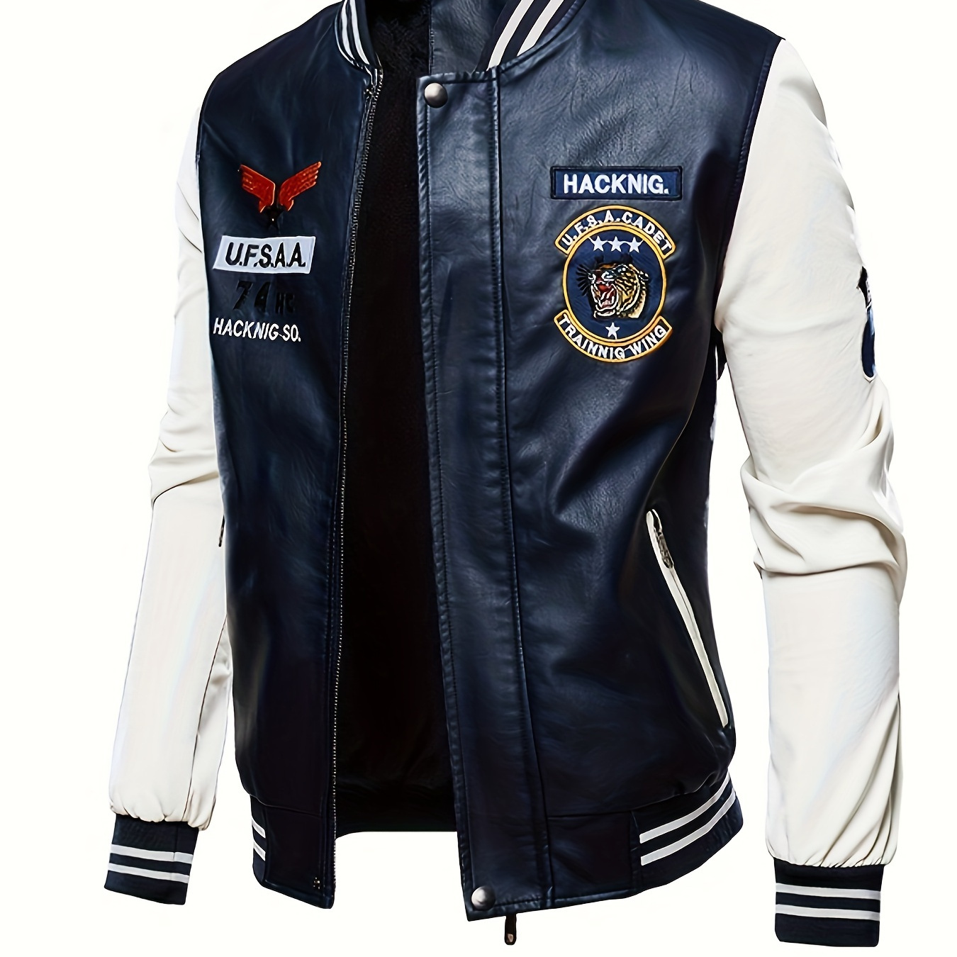 

Men's Leather Jacket Zip Up Casual Windbreaker Motorcycle Jacket Pu Biker Outwear Coat