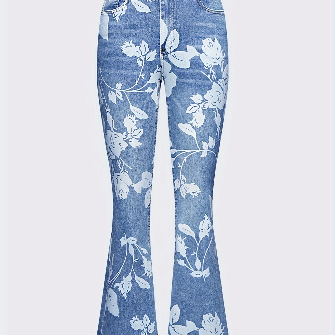 

Women's Classic Printed Jeans, High Waisted Loose Retro Flared Pants