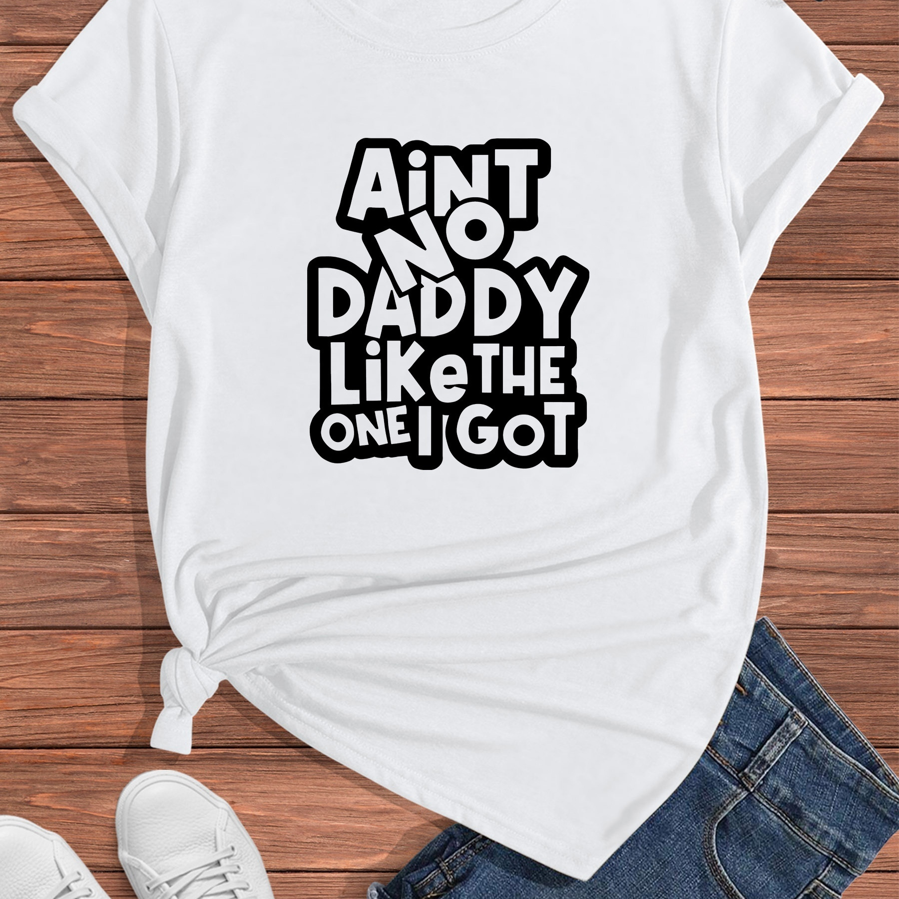

Round And Deep Simple English Letter Print Women's Casual Fashion Neck Short Sleeve T-shirt