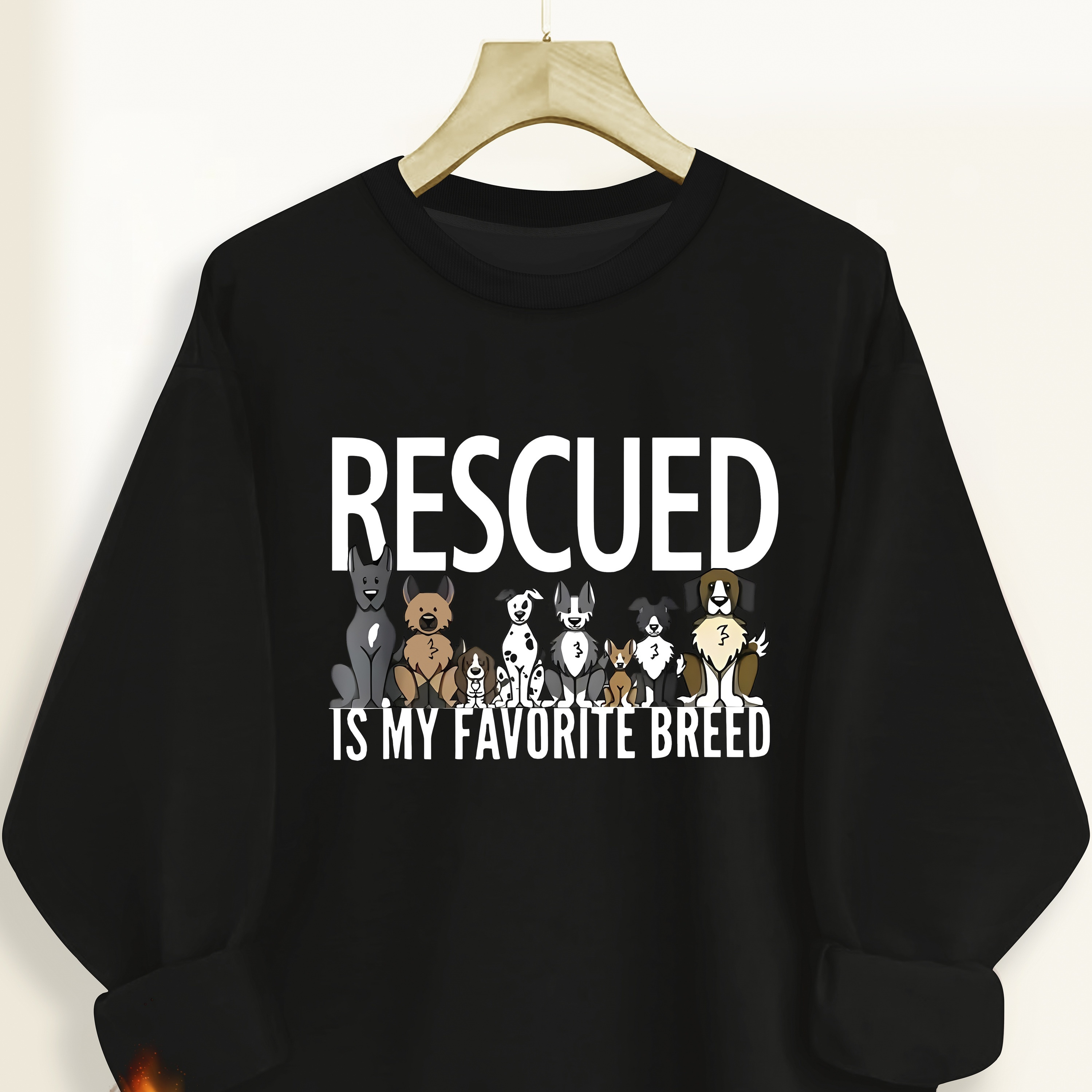 

Is Breed Graphic Sweatshirt For Women - Casual Crew Neck Long Sleeve Polyester Knit Pullover, Geometric Dog Pattern, Comfort