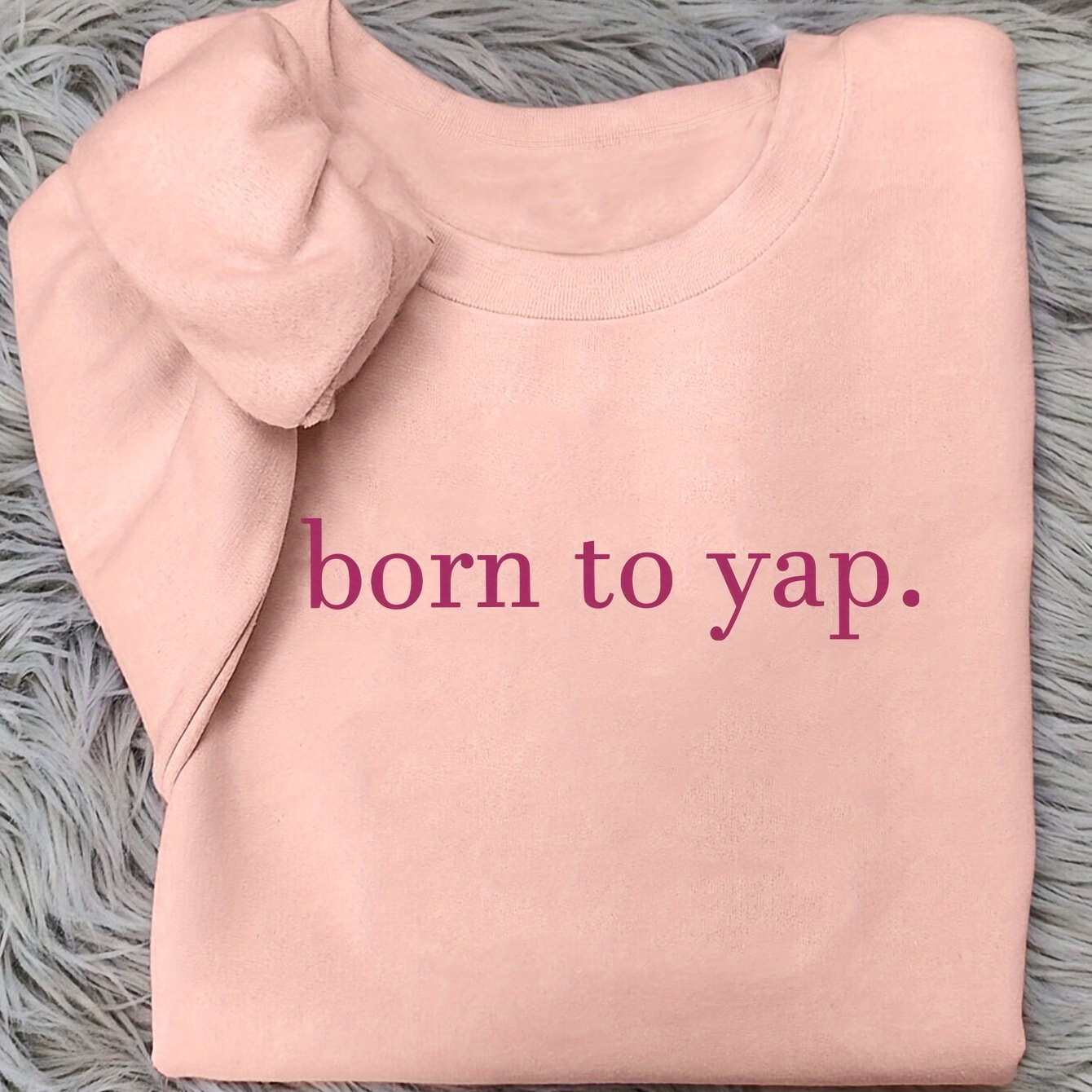 

1pc Women's Sweatshirt " Yap" - Polyester Long Sleeve For Fall/ - , Slightly Stretchy Sweatshirt