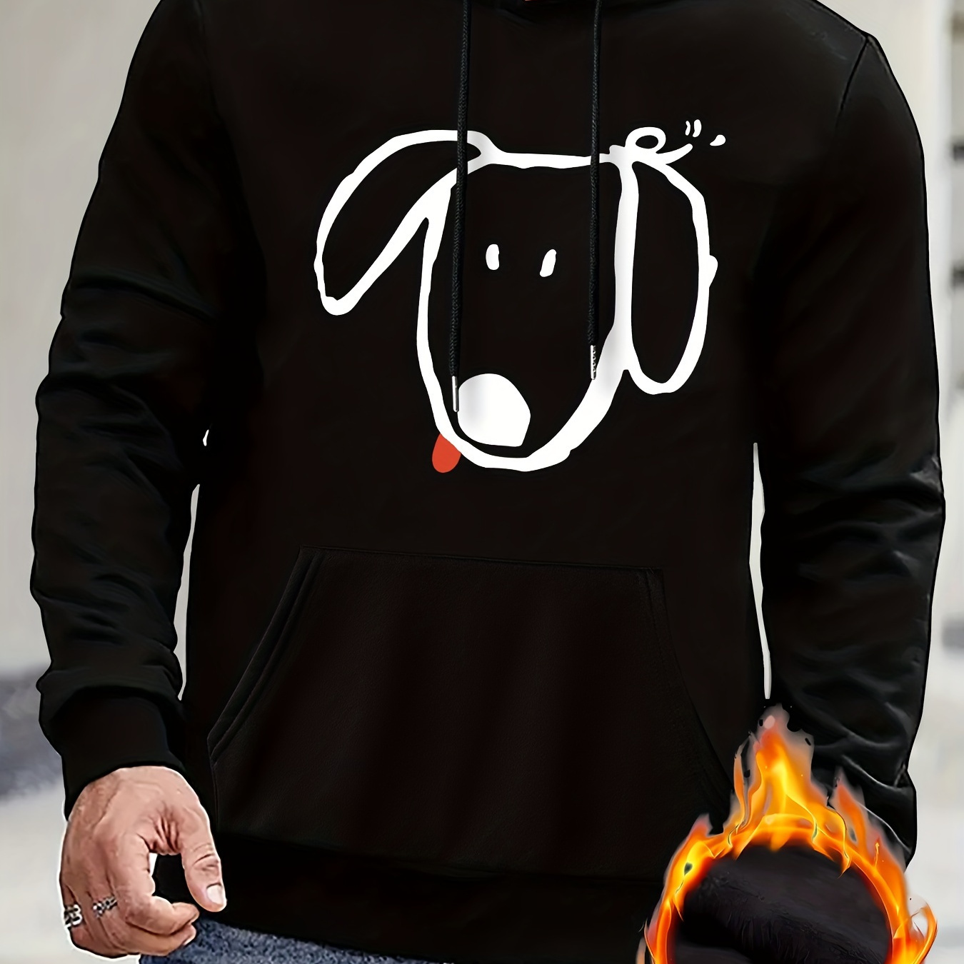 

Dog Print Hoodie, Cool Hoodies For Men, Men's Casual Pullover Hooded Sweatshirt With Kangaroo Pocket Streetwear For Winter Fall, As Gifts