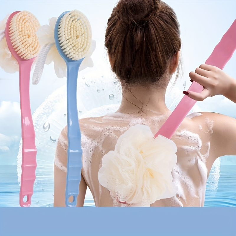 

1pc, Two-in-one Scrubbing Artifact, Bath Brush, Long Handle Soft Hair Bath Brush, Scrubbing Towel Bath Ball Rubbing Back Brush, Cleaning Supplies