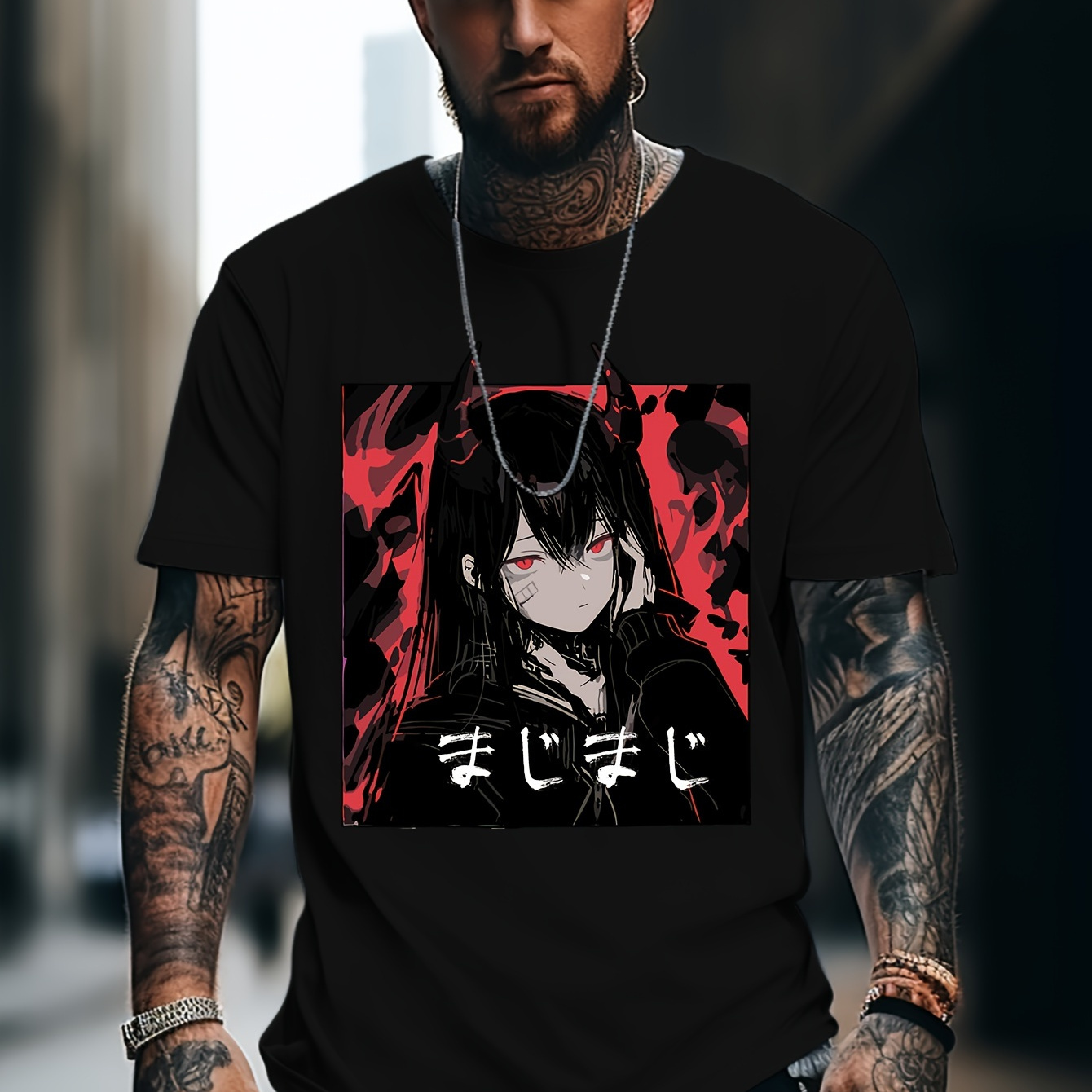 

Anime Girl Print Tee Shirt, Tees For Men, Casual Short Sleeve T-shirt For Summer