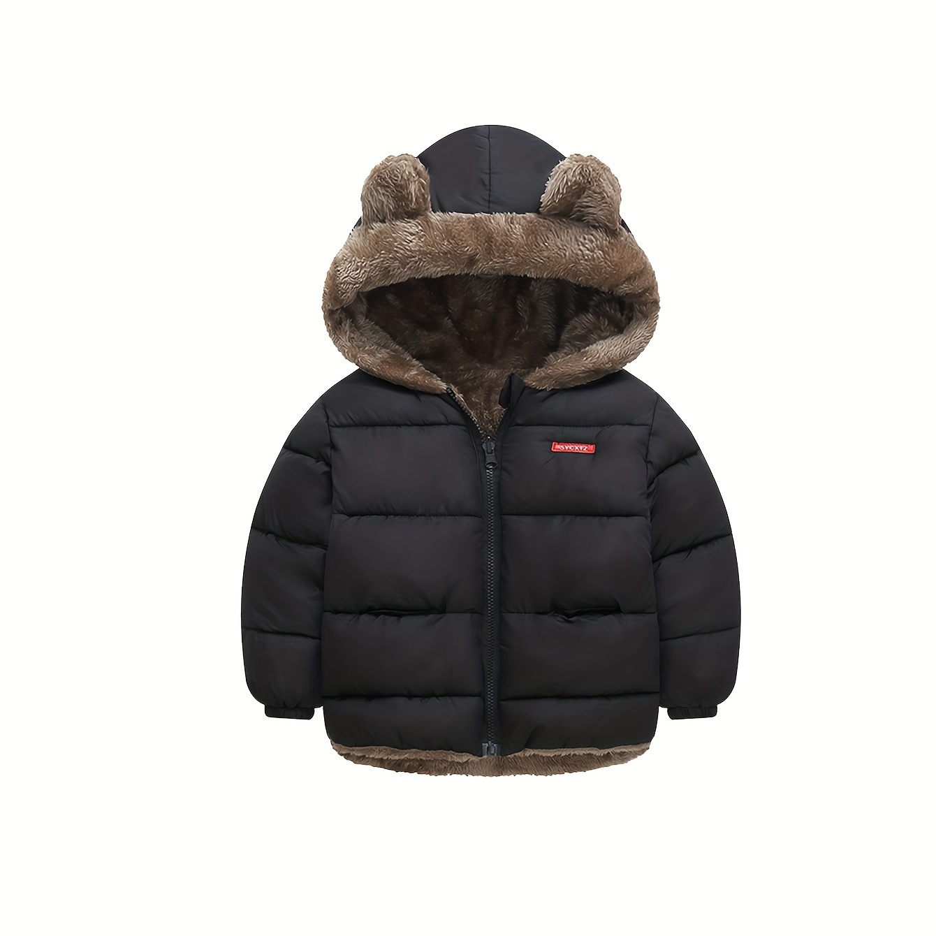 

Boys Warm Hooded Jacket With Cute Ears Design, Zip Up Coat, Boy's Clothes For Winter Outdoor, As Gift