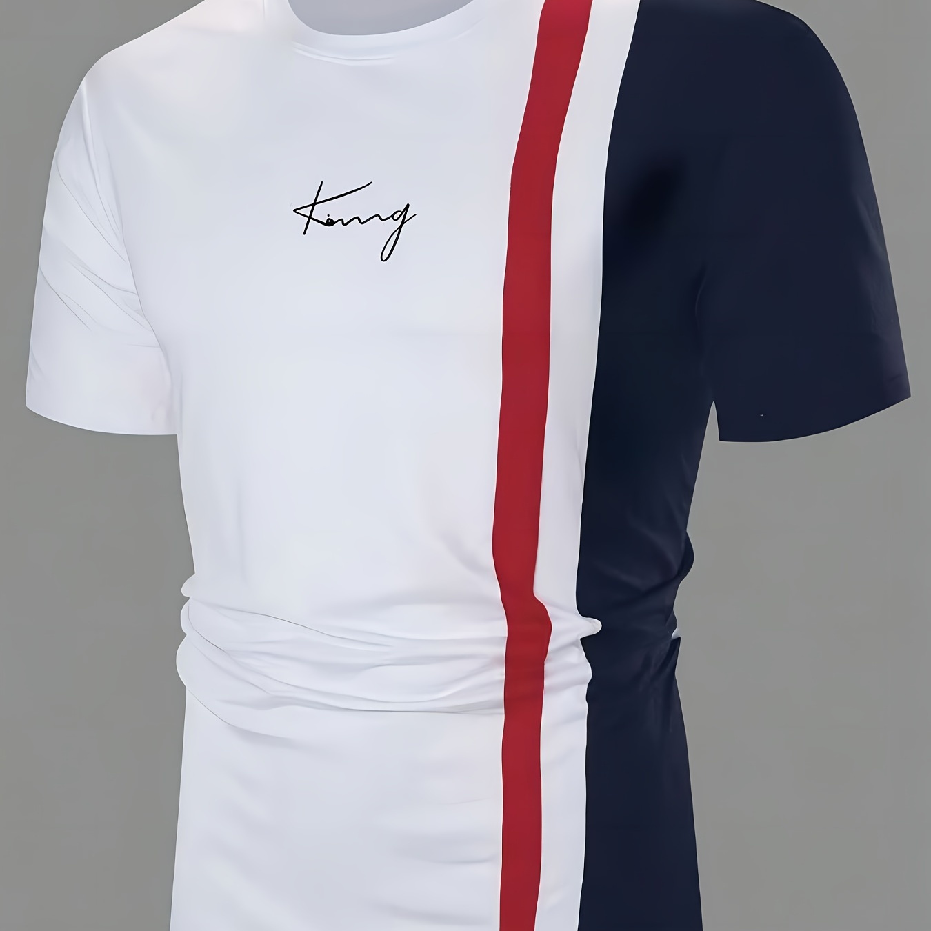 

Men's Casual Crew Neck T-shirt, Polyester 100%, Short-sleeved, Print, Stretch, Summer Knit Fabric Top, Regular Fit, 180g/m² - Trendy & Comfortable