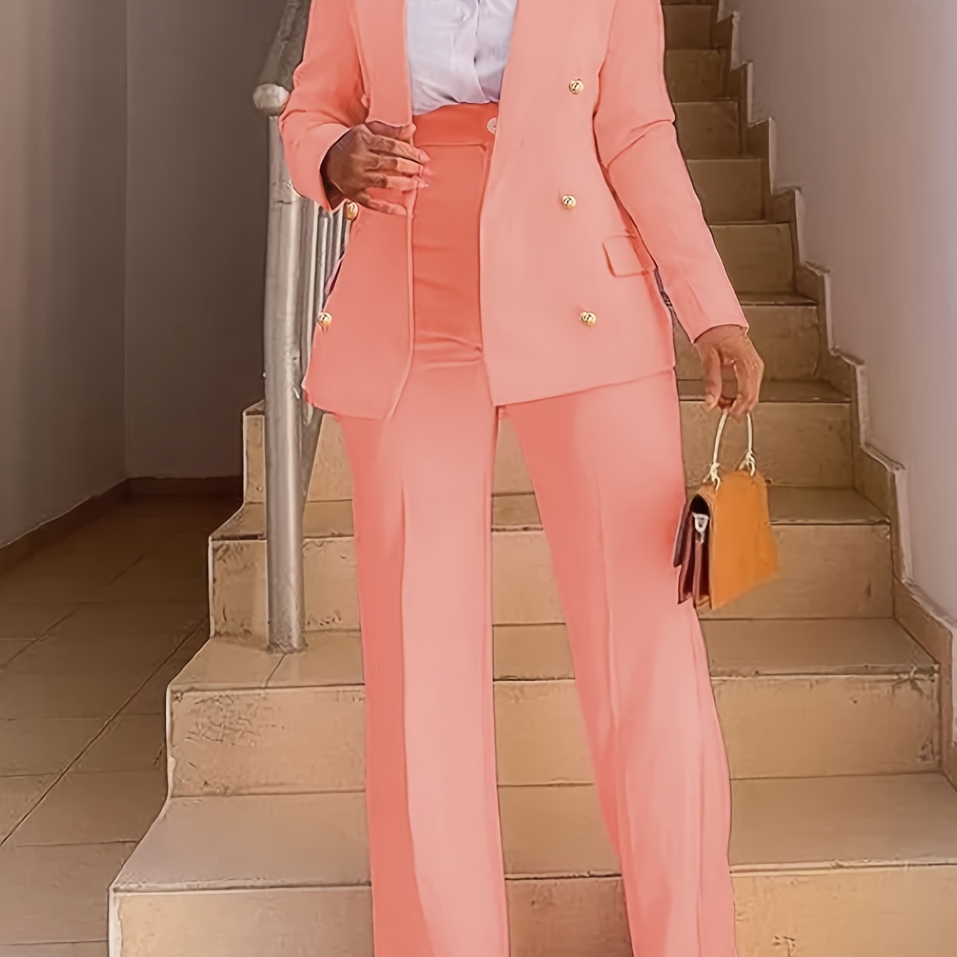 

Solid Color Open Front Blazer, Elegant Long Sleeve Blazer For Office & Work, Women's Clothing