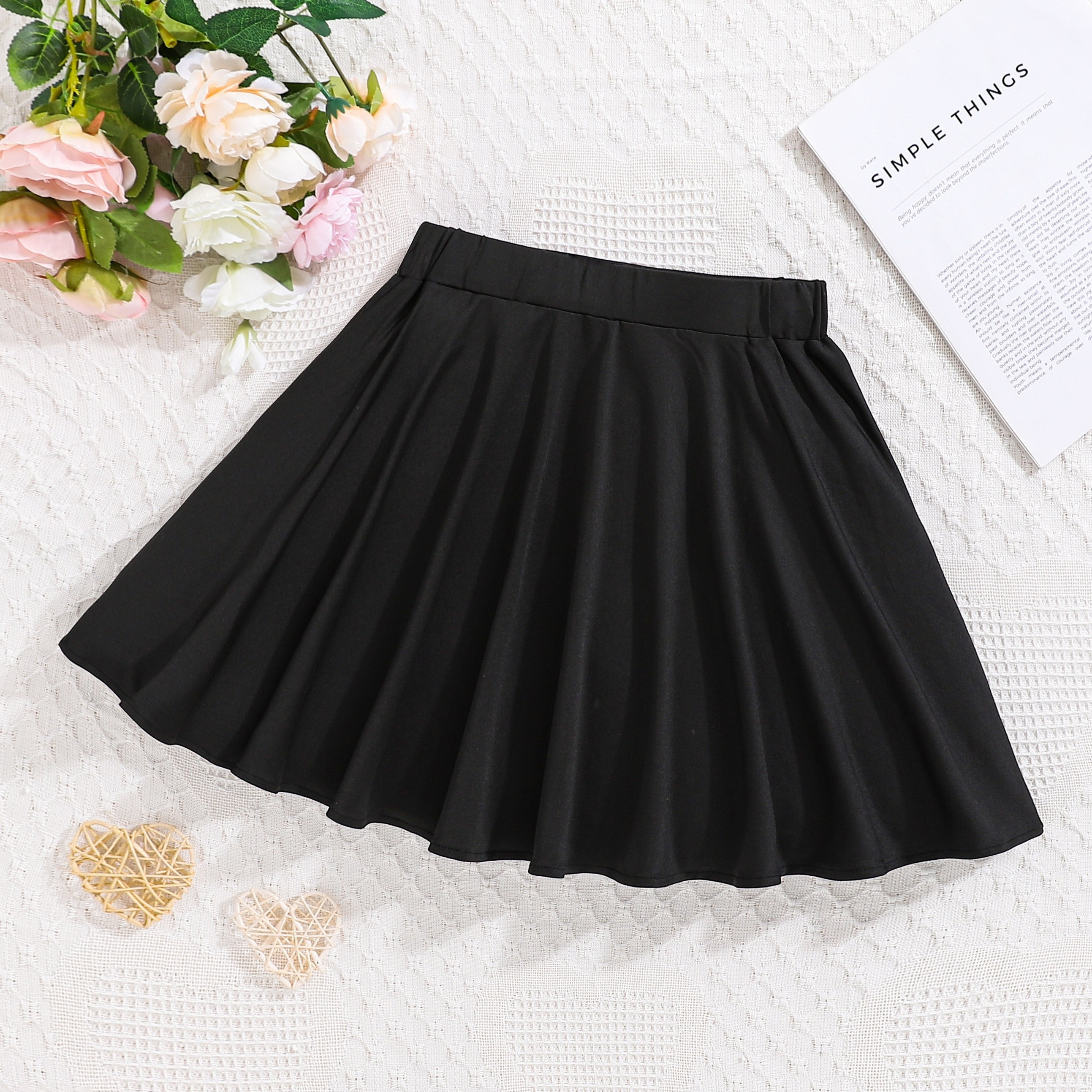 

Solid Color Pleated Skirt, High Waist Casual Mini Skirt, Women's Clothing