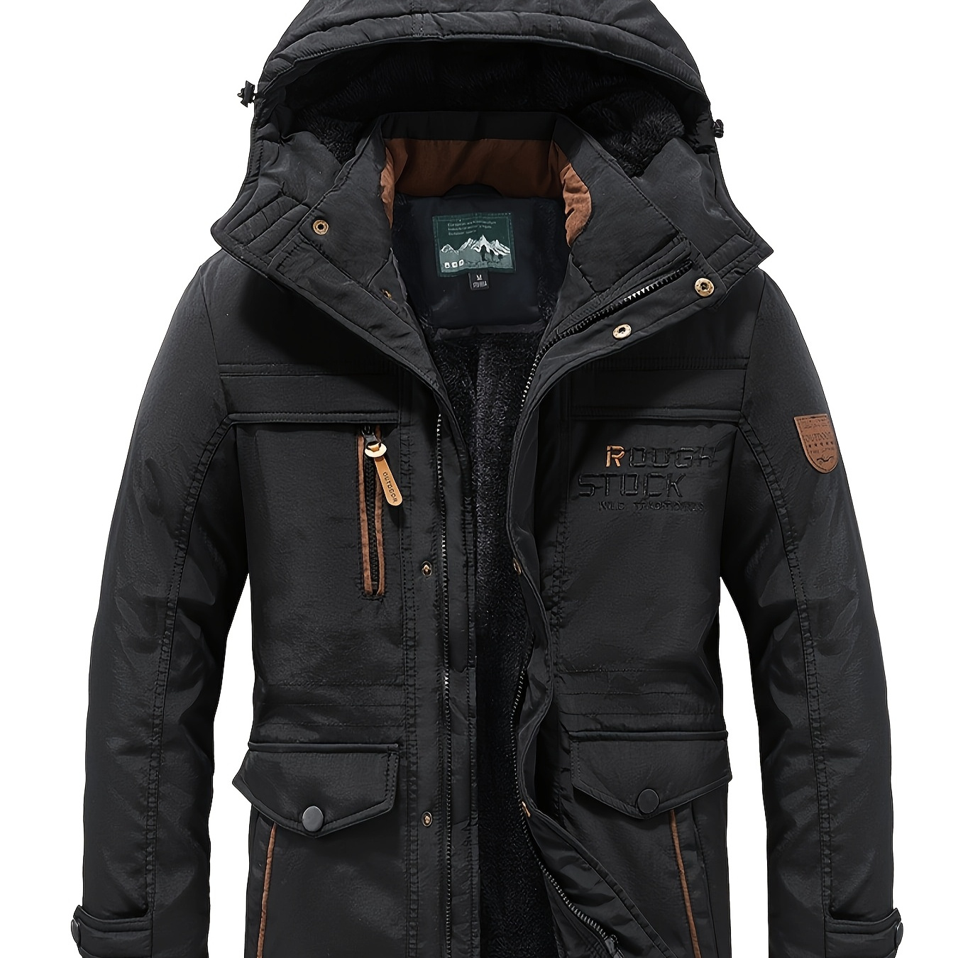 

Veste d'Hiver pour Hommes - Capuche Détachable, Manteau Extérieur en Nylon Doublé de Épaisse avec Fermeture Éclair, Vêtements d'Hiver