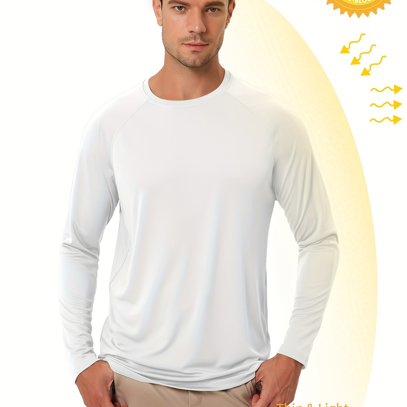 

Men's Upf 50+ Sun Protection Shirt Long Sleeve Rash Prevention Fishing Spf Outdoor Sports Uv Shirt Lightweight Top