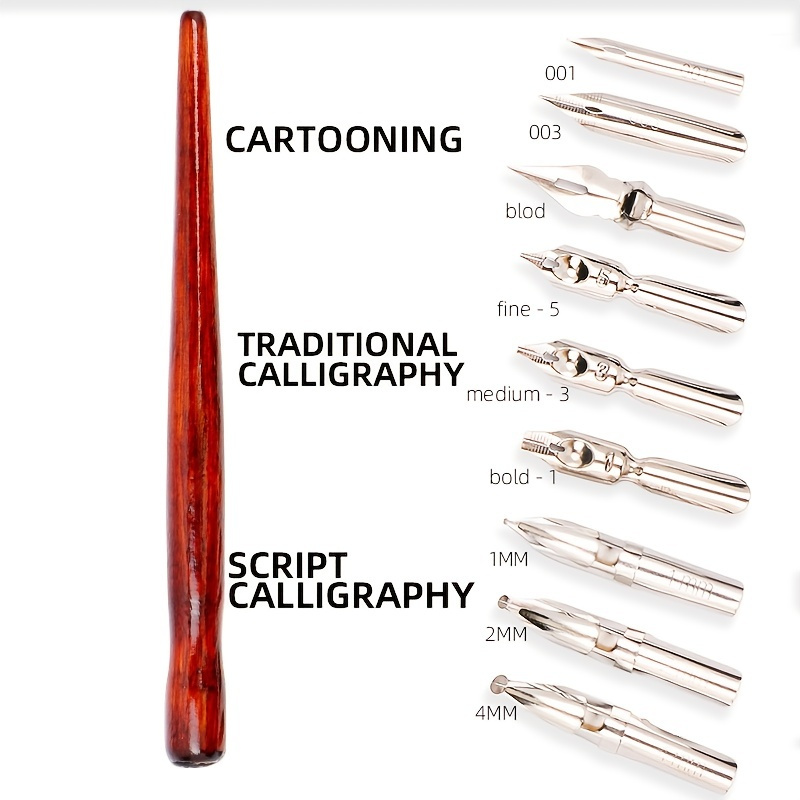 

9 Calligraphy Nibs+ Dip Pen Set For Cartoon Animation Lettering Sketching Art Drawing Mapping Decorative Designs