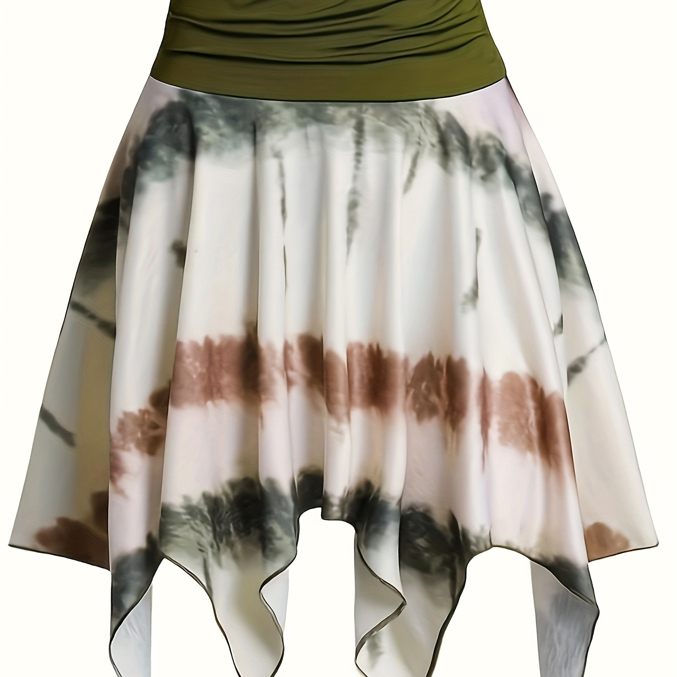 

Tie Dye Handkerchief Hem Skirt, Elegant High Waist Skirt For Spring & Summer, Women's Clothing