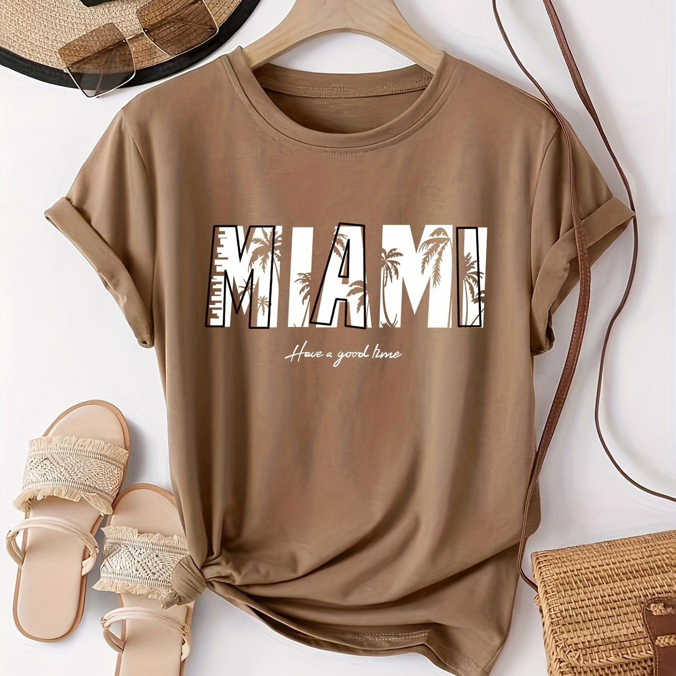 

Letter Print T-shirt, Casual Short Sleeve Crew Neck Top For Spring & Summer, Women's Clothing