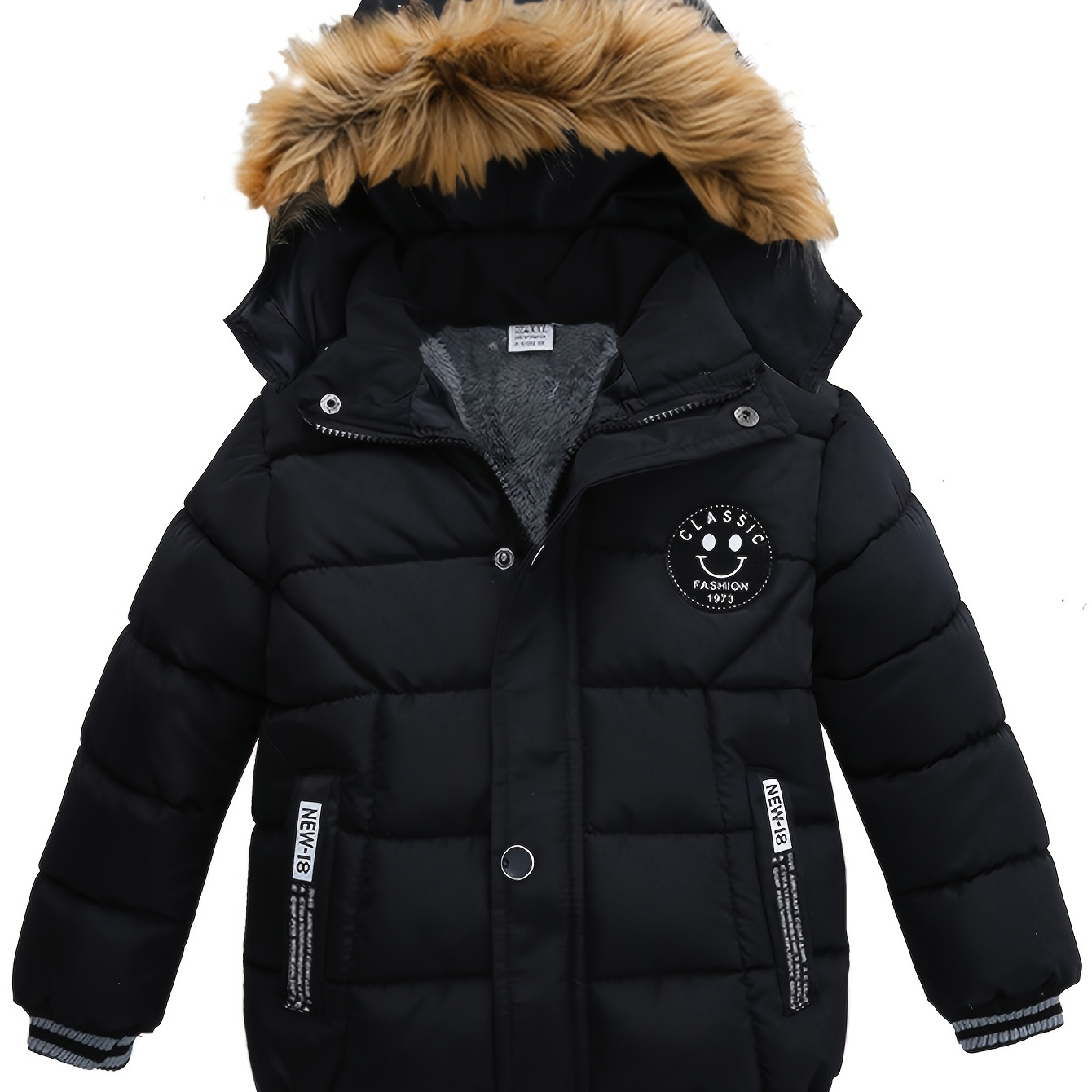 Cozy Boys' Black Hooded Jacket