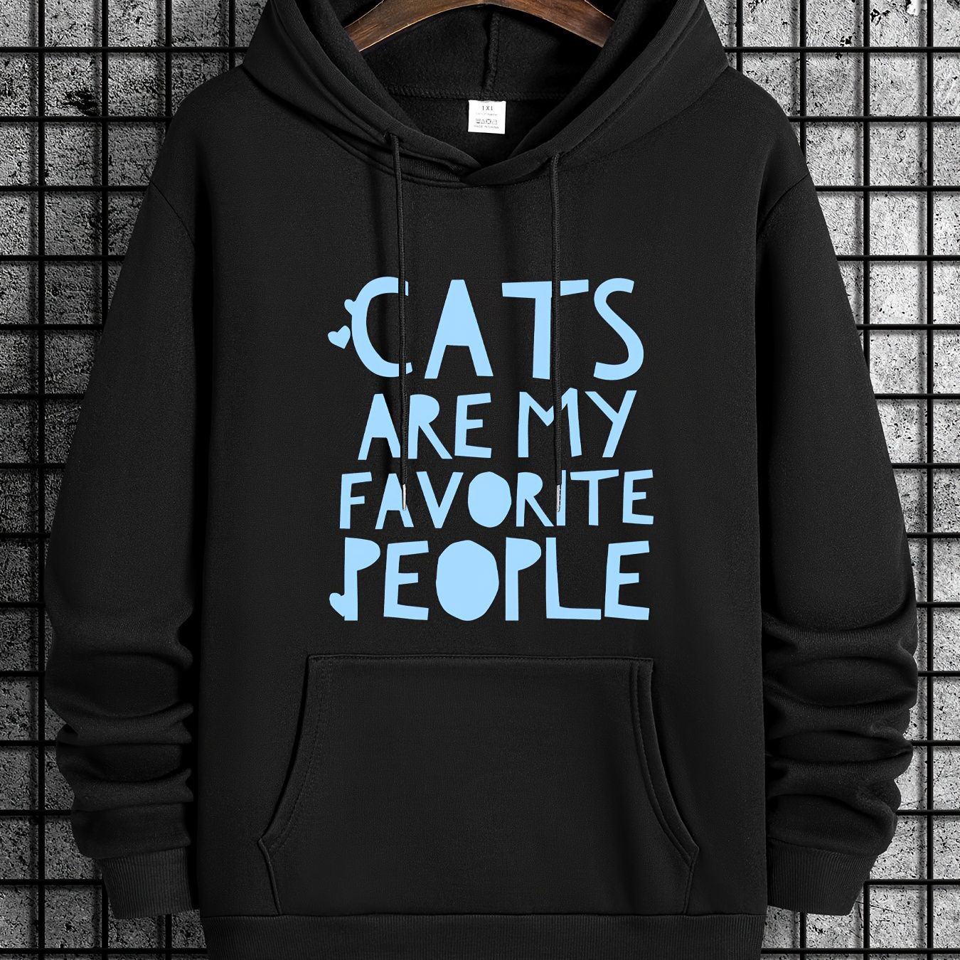 

Plus Size Men's "cats Are My Favorite People" Graphic Print Hooded Sweatshirt Hoodies Fall Winter, Men's Clothing