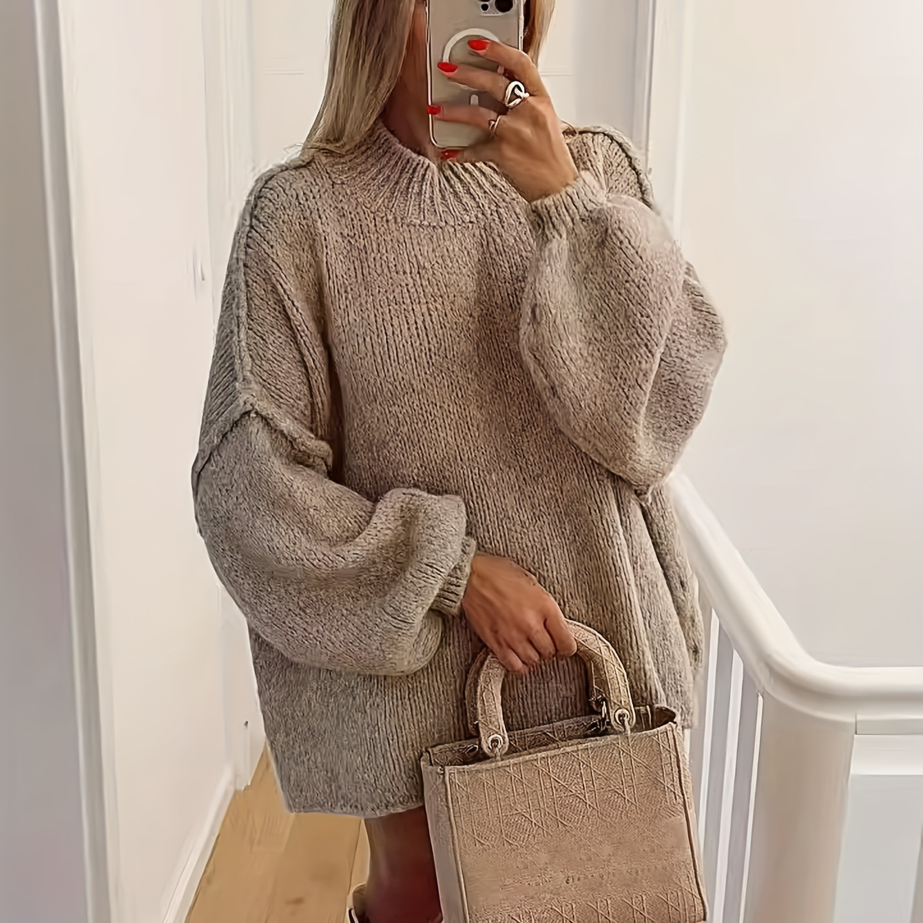 

Drop Shoulder Long Pullover For Fall & , Women's Clothing