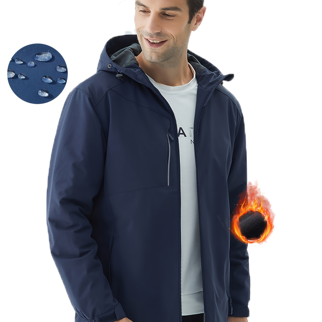 Men's Solid Color Outdoor Casual Hooded Windbreaker Jacket - Temu