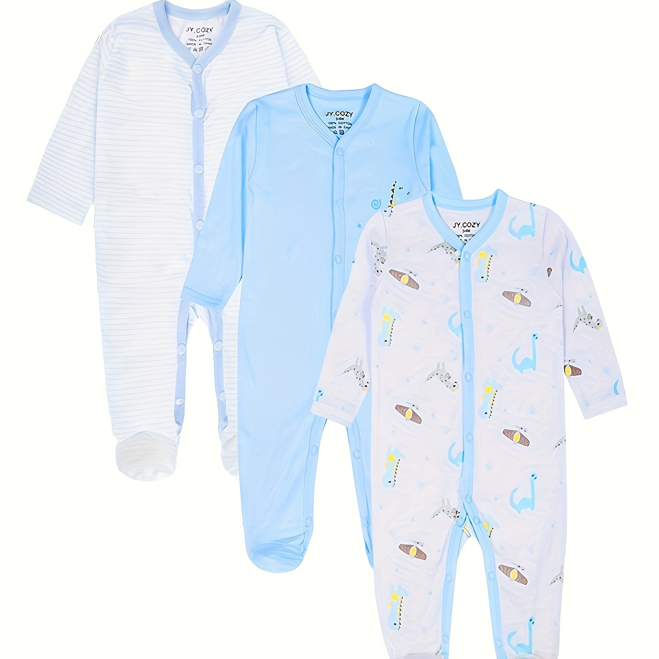 

Baby Boy's Long Sleeve Cotton Rompers Three-piece Set, Pregnancy Gift