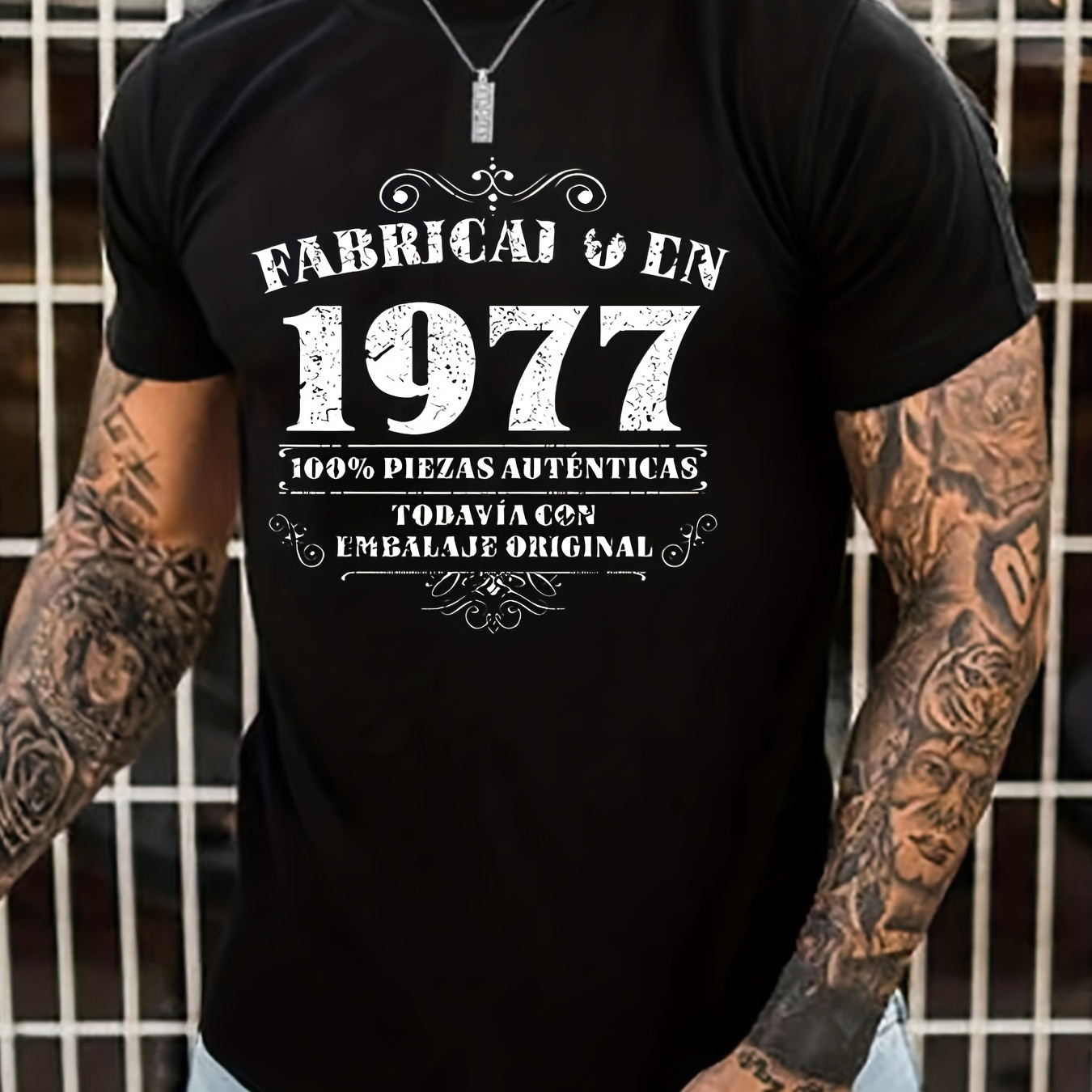 

Men's "1977" T-shirt, Round Neck Tee Casual Clothing, Spring And Summer