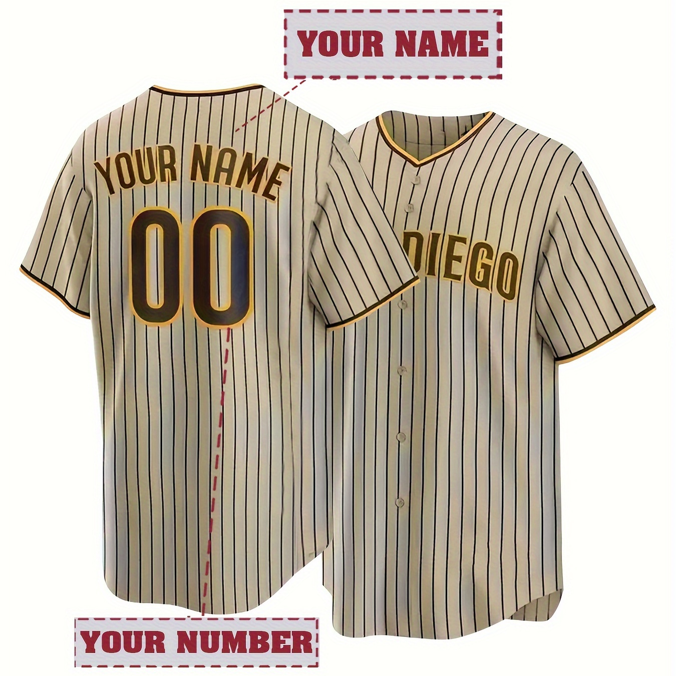 

And Embroidery, Striped V- Jersey, Top For And