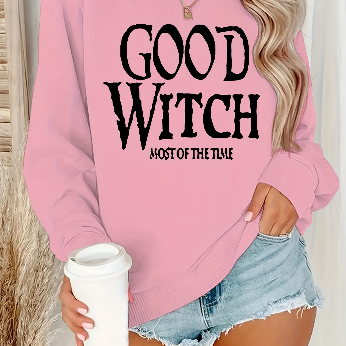 

Good " Halloween Crew Neck Sweatshirt For Women - Soft & Cozy Polyester , Machine Washable, Fall/winter &