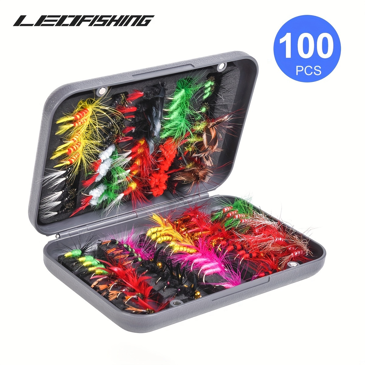 

100pcs Premium Handmade Fly Fishing Lures Kit - Includes Dry/wet Flies, Streamers, And Assorted Flies For Trout And Bass Fishing - Comes With Durable Fly Box For Easy Storage And Organization