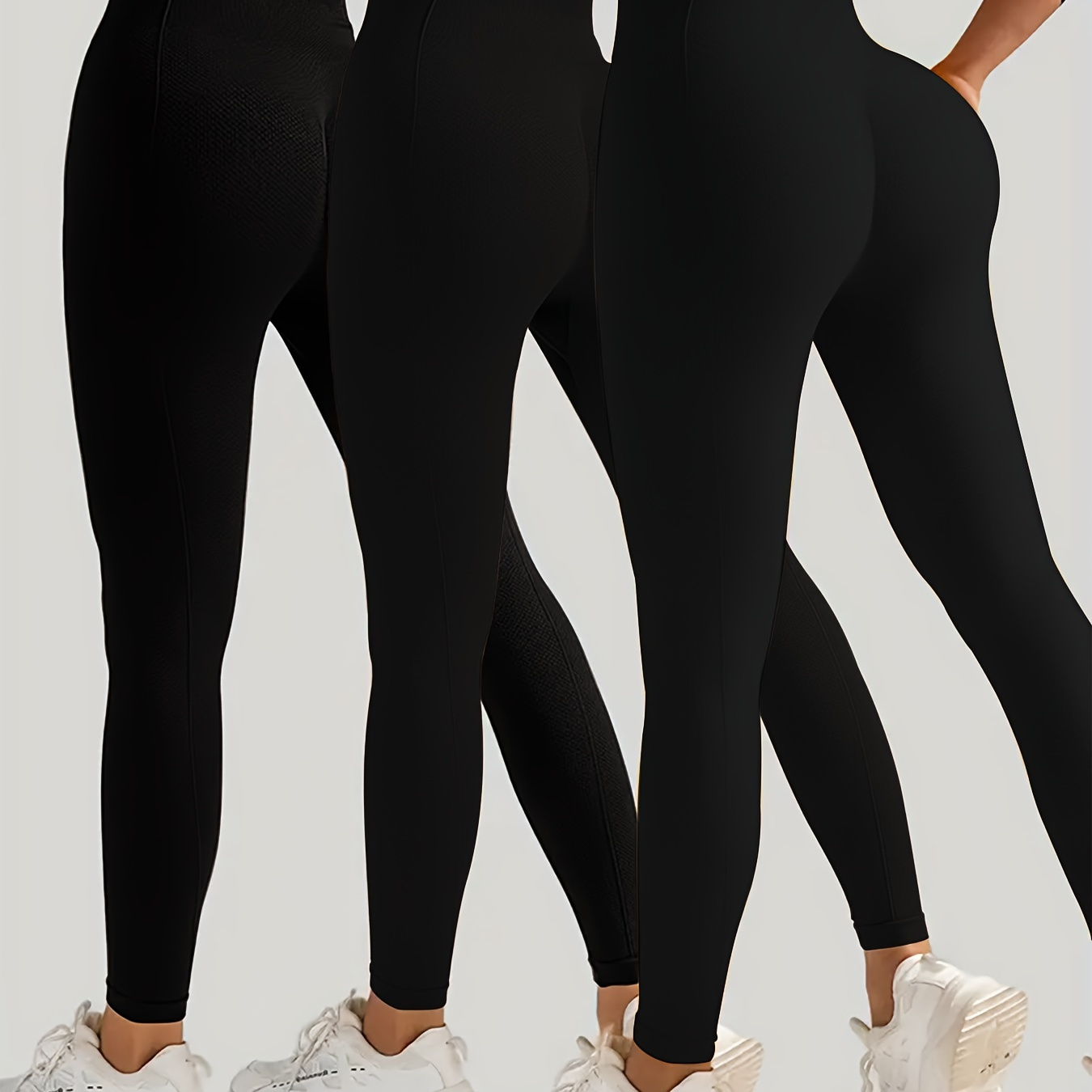 

3 Pieces Of Black High-waisted Leggings. The Tights Are Sexy And Feminine. The Fabric Is Soft And Suitable For Daily Casual Wear. For Fall & Winter