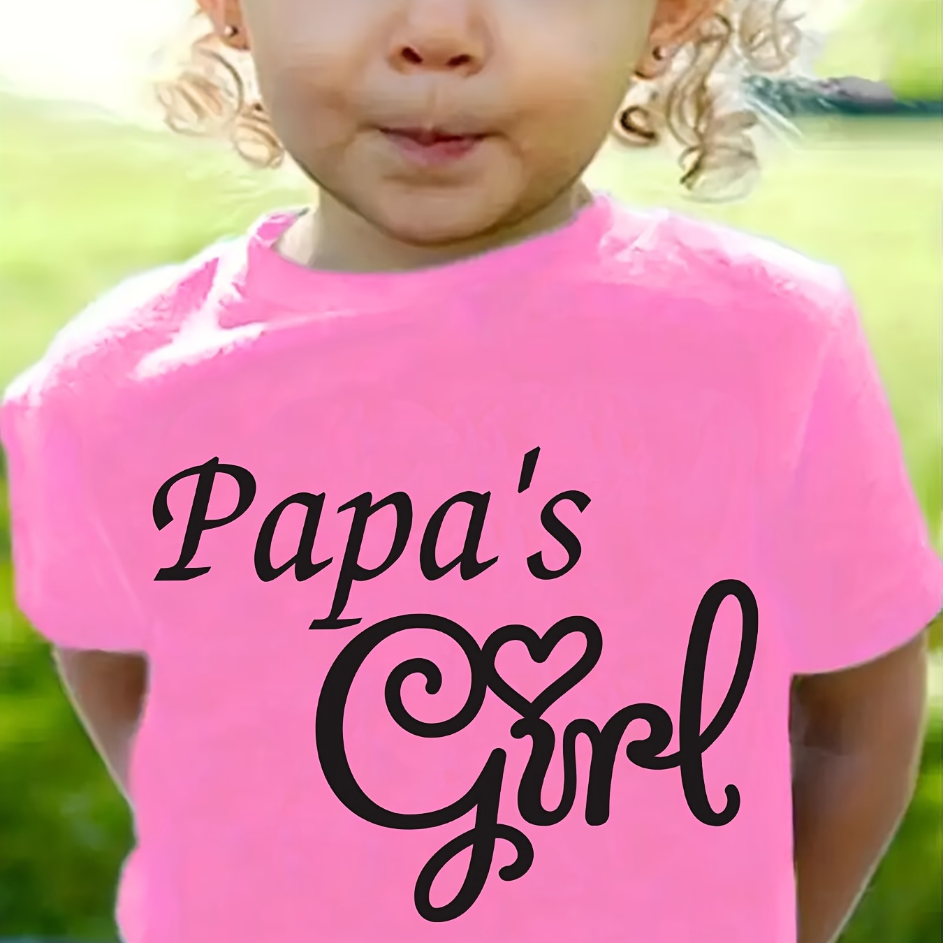 

papa's Girl" Print Creative T-shirts, Soft & Elastic Comfy Crew Neck Short Sleeve Tee, Girls' Summer Tops