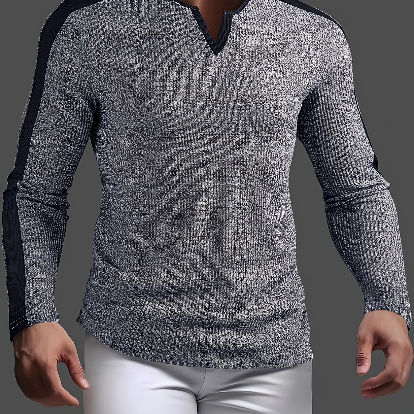 

Men's Stretchy Henley Shirt - Casual V-neck, Long Sleeve, Outdoor Activities & Spring/fall