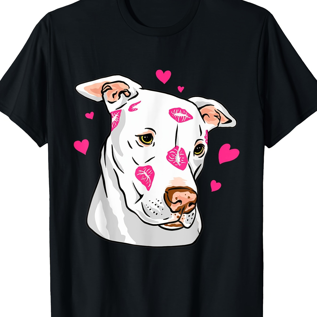 

Cute Pitbull And Hearts Funny I Love Pitbull Dogs 220g 100% Cotton T-shirt