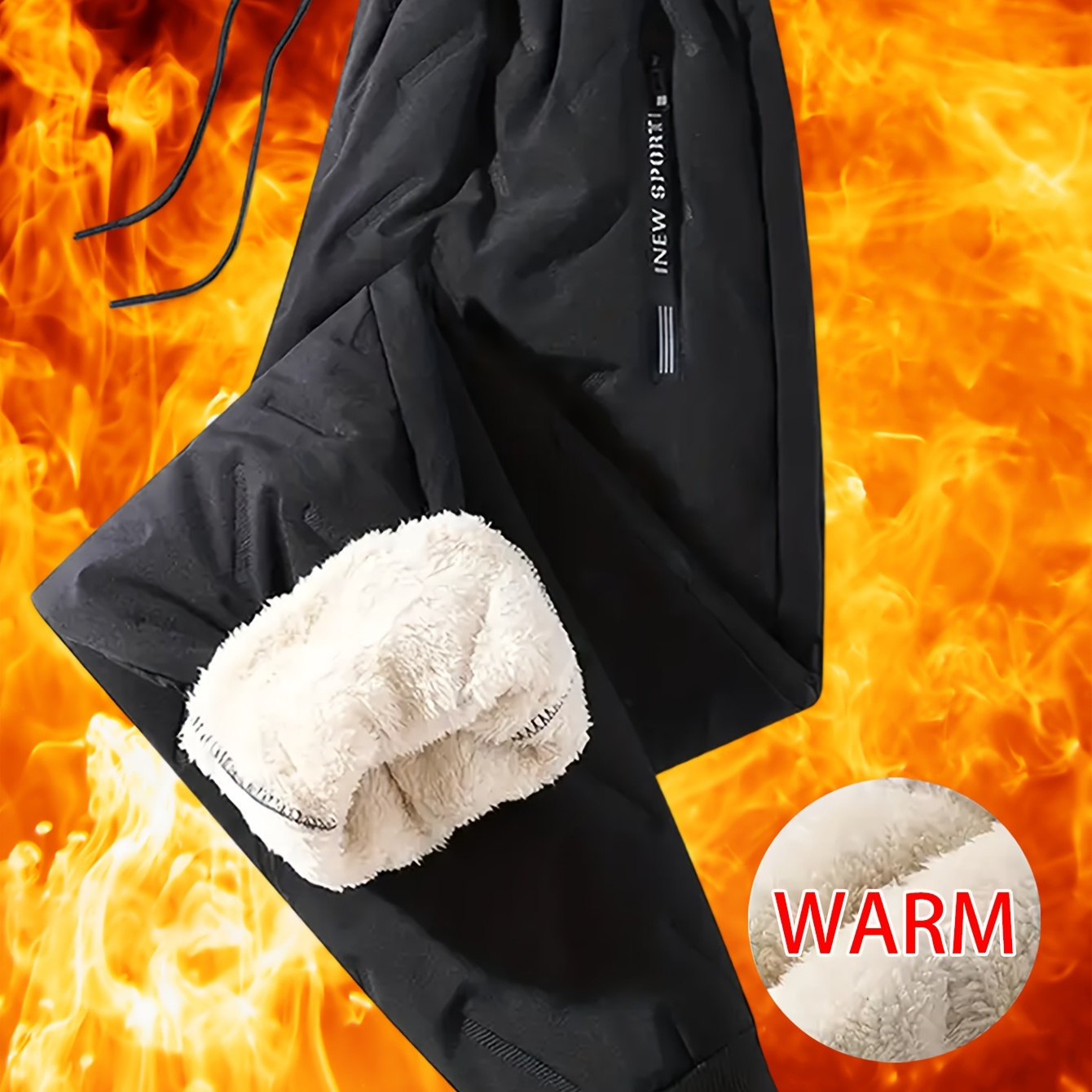 

Men's Casual Warm Thickened Pants, Chic Stretch Sports Drawstring Trousers For