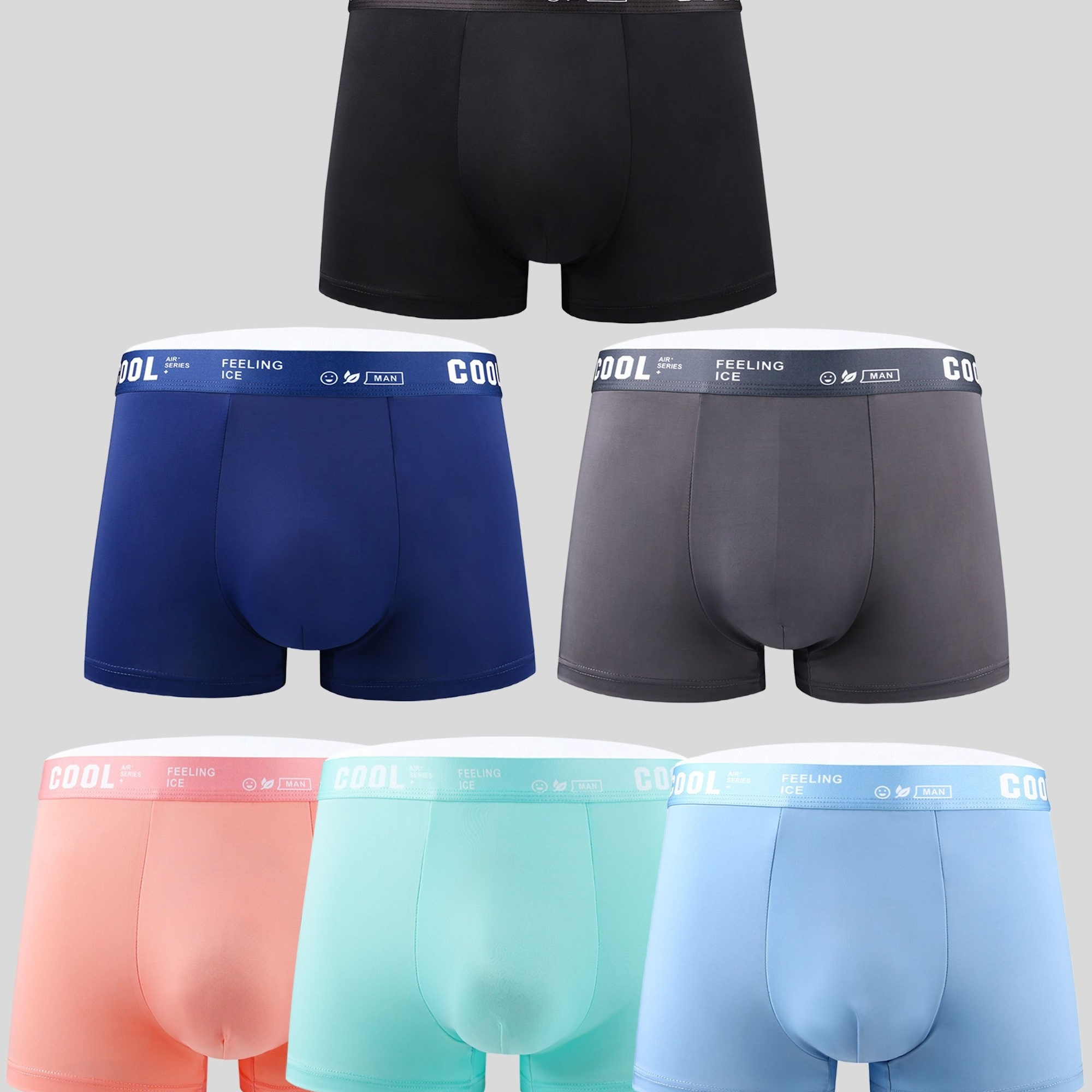 

6pcs Men's Ice Silk Cool Comfy Boxers Briefs, Quick Drying Sport Briefs, Breathable Antibacterial Bottoms, Men's Underwear