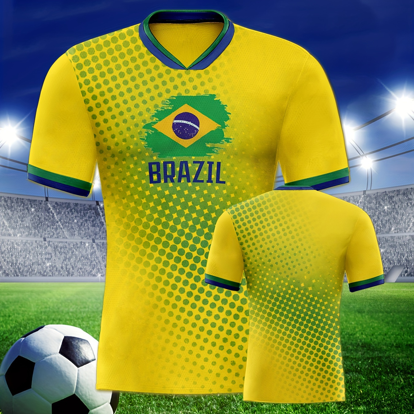 

Professional Sports Fabric Men's Creative Pattern Print Brazil Home Soccer Jersey T-shirt