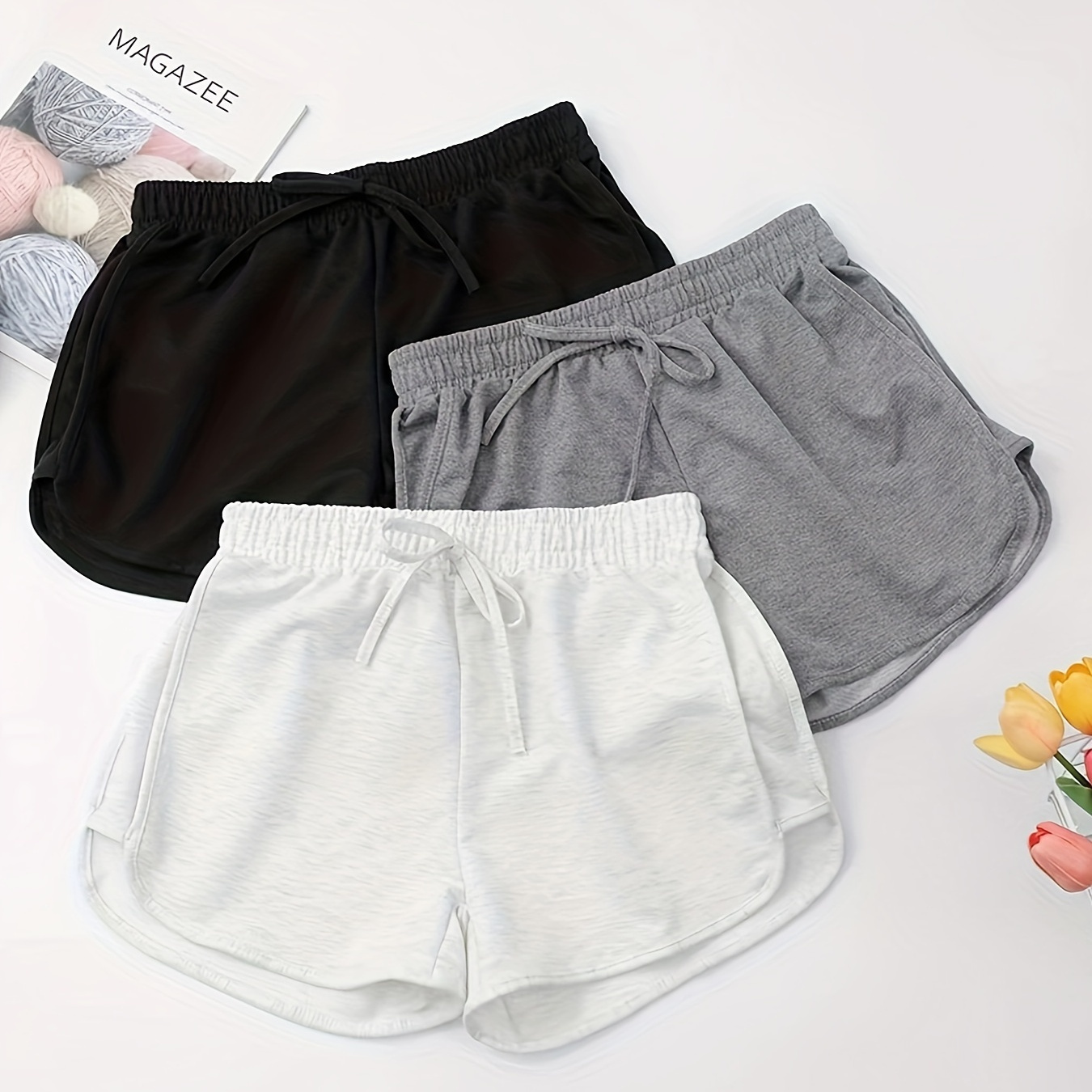 

Shorts De Course À Cordon De Serrage Unis, Taille Élastique, Shorts Décontractés, Vêtements De Sport Pour Femmes