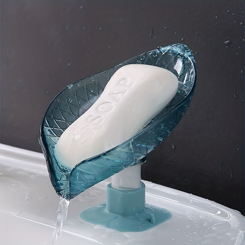 

1/2pcs Drain Soap Box, Soap Rack With Suction Cup, Leaf Design Soap Dish Holder, Decorative Plastic Bathroom Soap Tray