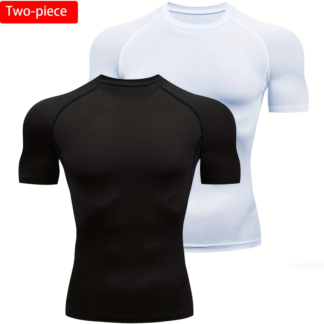 

2pcs Men's Quick Dry Sports T-shirts: High Stretch, Breathable, Compression & Moisture Wicking For Outdoor Activities!