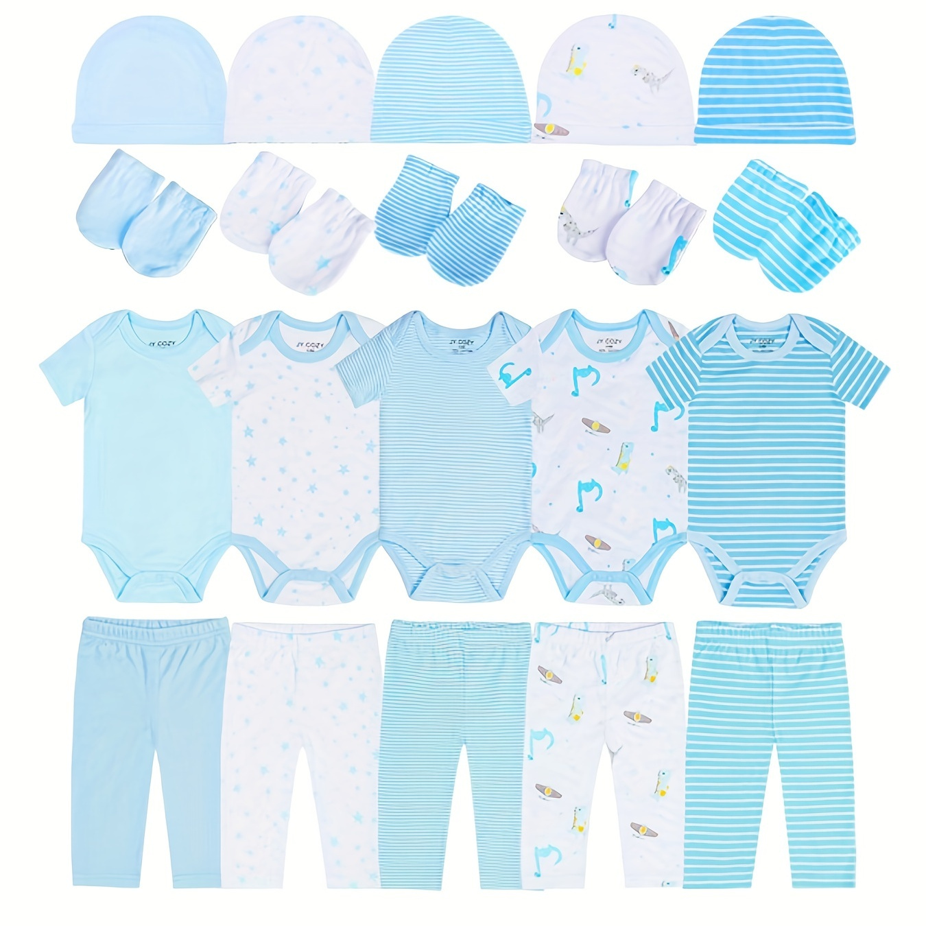 

Ensemble De Vêtements Pour Bébé Garçon 20 Pièces, 5 Pantalons + 5 Grenouillères + 5 Gants + 5 Chapeaux. Tenues Mignonnes Et Confortables Pour Nourrissons